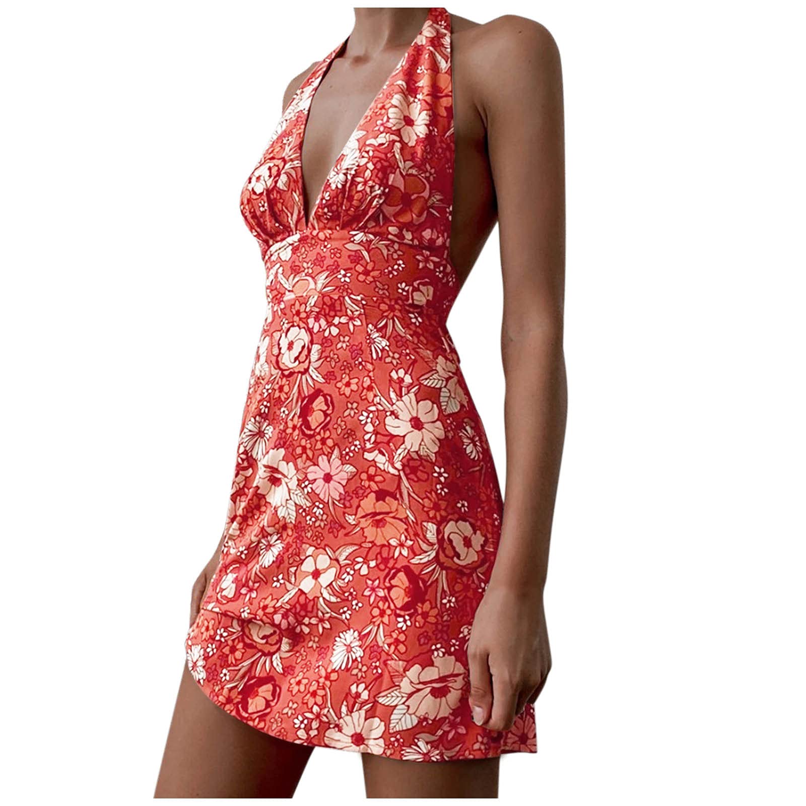 Sexy Floral Sleeveless Backless Maxi Wrap Dress for Women - Waist Defining Pink Beach Dress | Perfect for Summer Vacations, Pool Parties & Date Nights