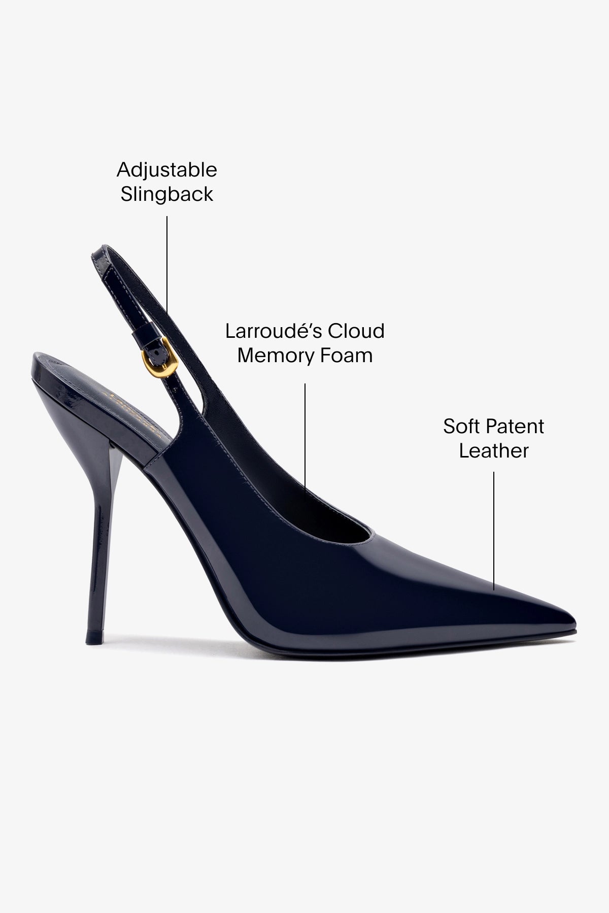 Larroudé x Altuzarra Navy Patent Leather Pumps - Elegant High Heel Shoes for Women | Perfect for Office, Parties & Special Occasions