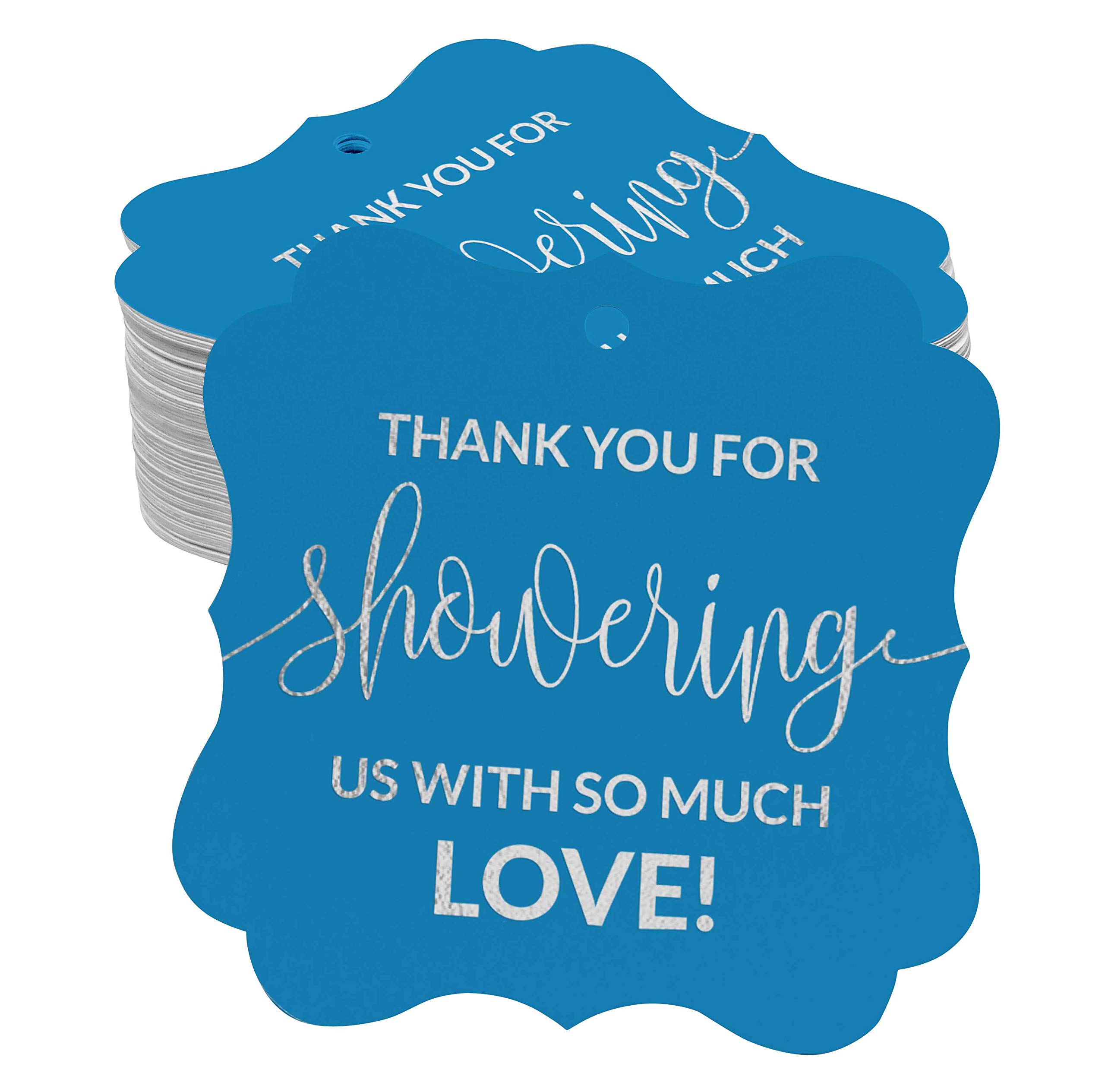 Elegant Silver Foil Thank You Bottle Tags for Baby & Bridal Showers - Pack of 50 | Perfect for Wine Bottles, Gift Bags, and Party Favors