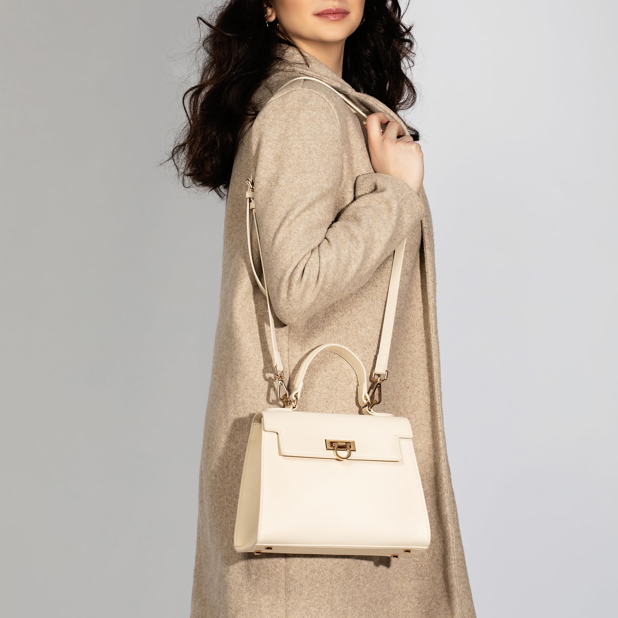 Luxury Women's Leather Top-Handle Handbags - Fashion Crossbody Purse & Shoulder Bag with Detachable Strap | Perfect for Work, Travel & Everyday Use