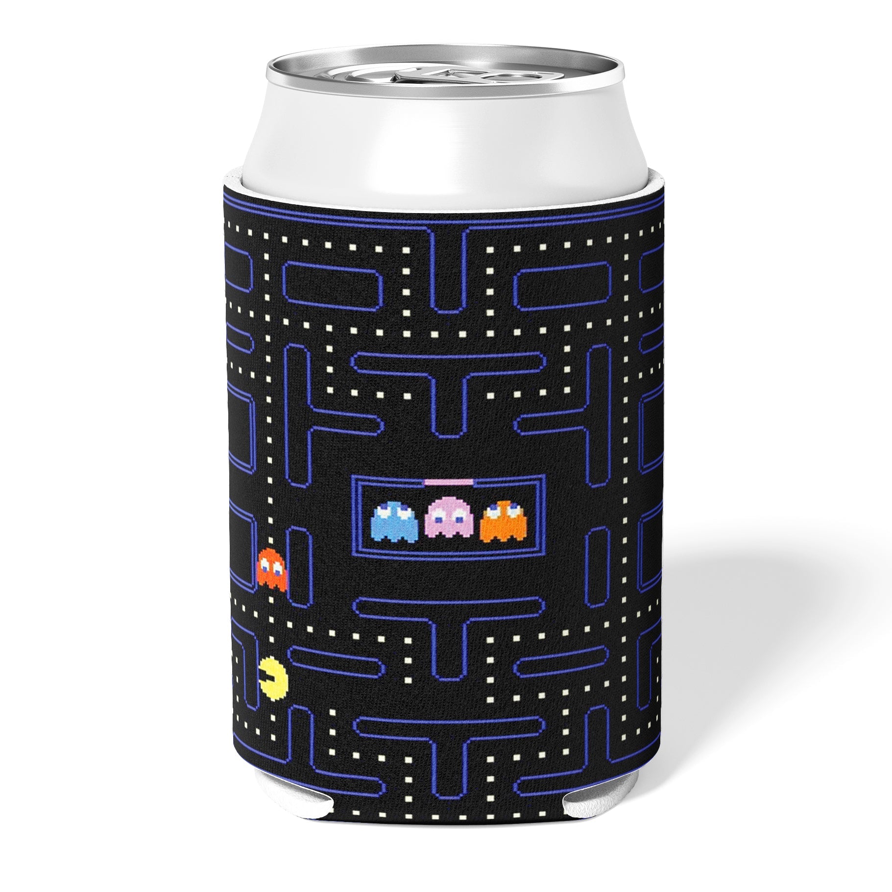 Pac-Man Arcade Game Beer Can Cooler - Insulated Sleeve for Soda & Beverage Cans - Perfect for Parties, Gaming Nights & 80s Retro Themed Events