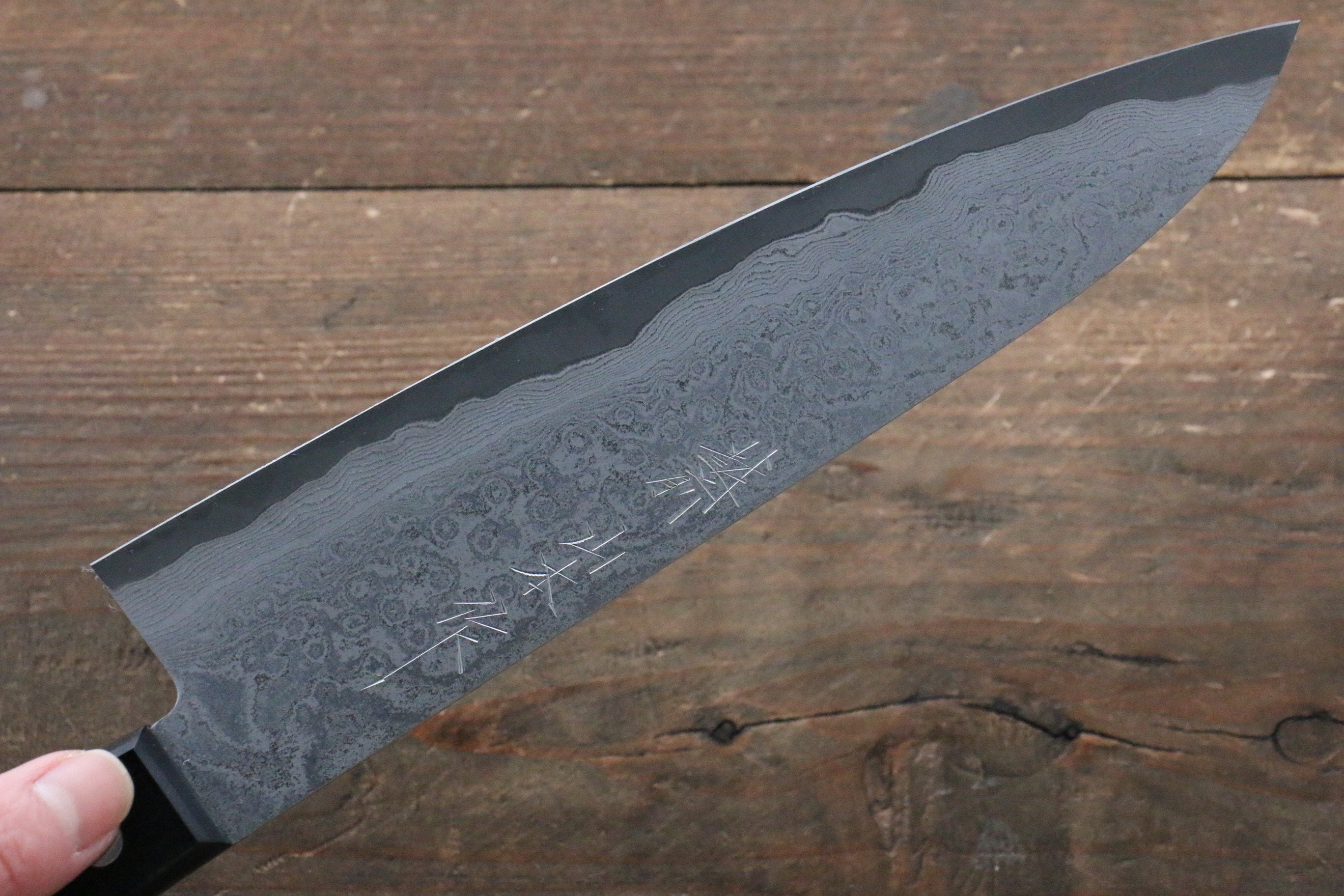 Premium Nao Yamamoto VG10 Black Damascus Gyuto Chef Knife 200mm - High Carbon Stainless Steel Blade with Black Pakka Wood Handle - Perfect for Sushi, Meat Cutting, and Professional Kitchen Use