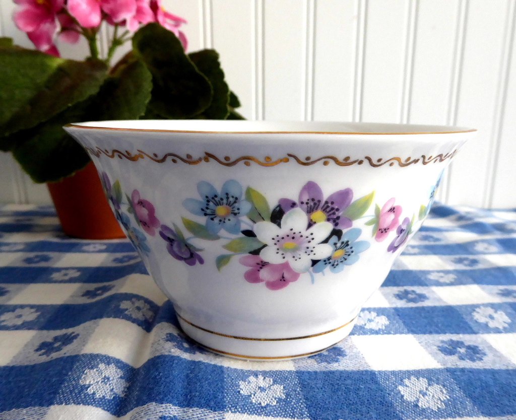 Vintage Royal Tara Ireland Sugar Bowl - Blue & Pink Floral Bouquet Design, 1950s Irish Bone China - Perfect for Tea Parties, Collectibles & Home Decor