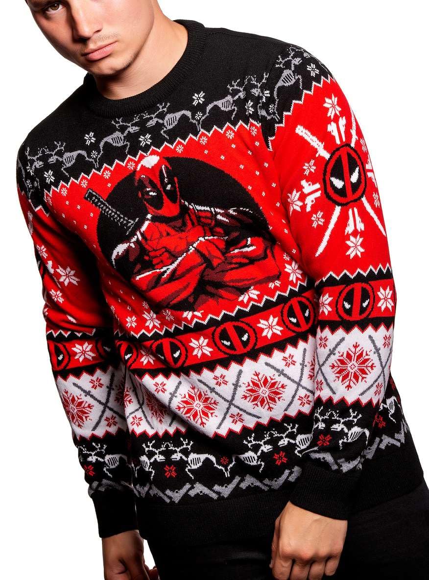 Deadpool Ugly Christmas Sweater for Men & Women - Marvel Xmas Gift - Funny Holiday Party Outfit for Cosplay, Office Party & Family Gatherings