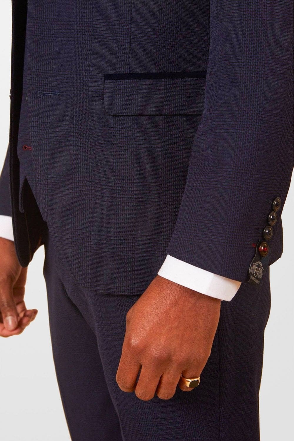Marc Darcy Bromley Navy Blue Check 3 Piece Suit for Men | Premium Wool Business Suit | Formal Wedding & Office Attire