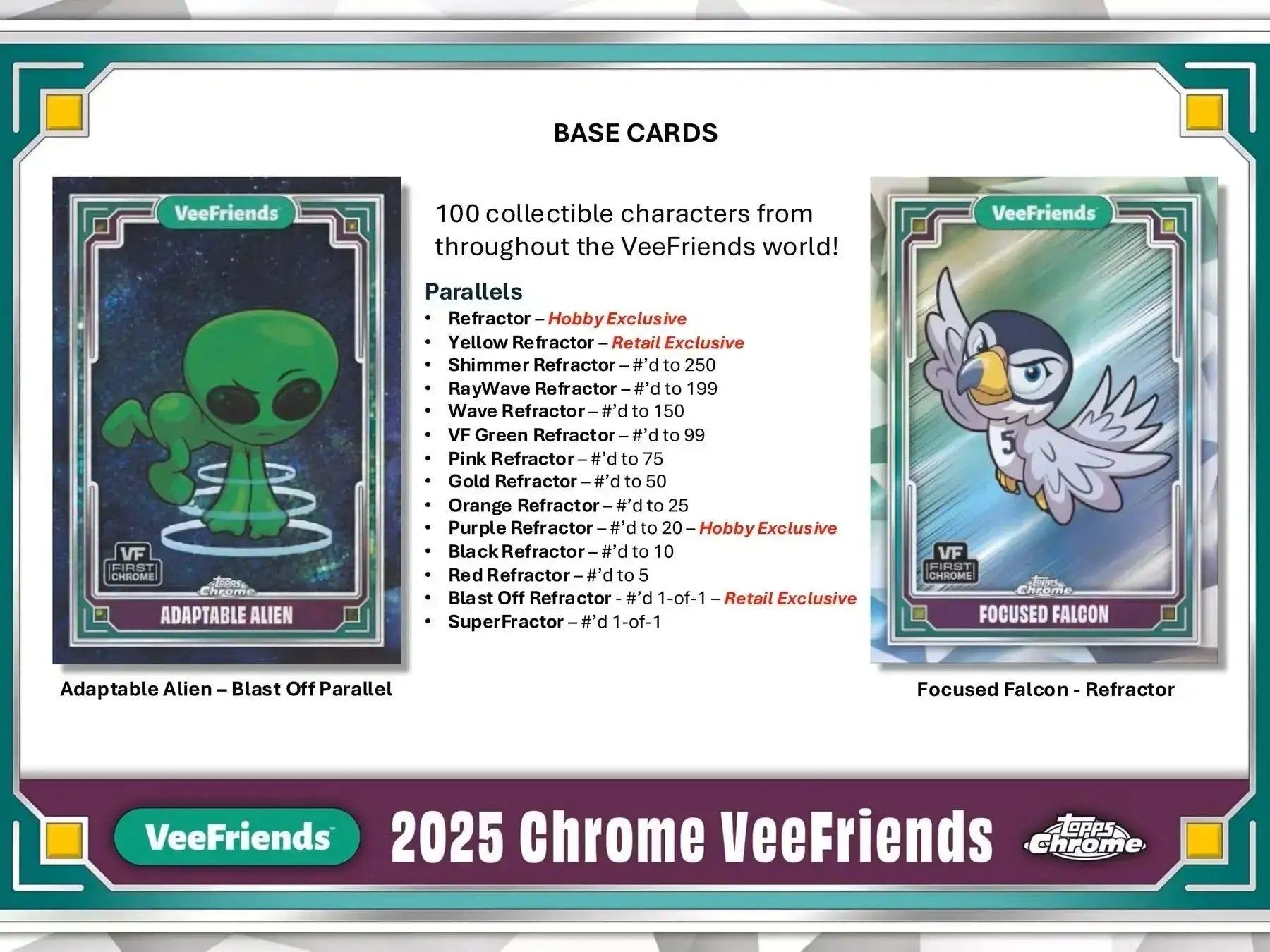 2025 Topps Chrome VeeFriends Trading Cards Hobby Pack - Single Pack for Collectors & Investors | Perfect for Gifts, Trading, and Display