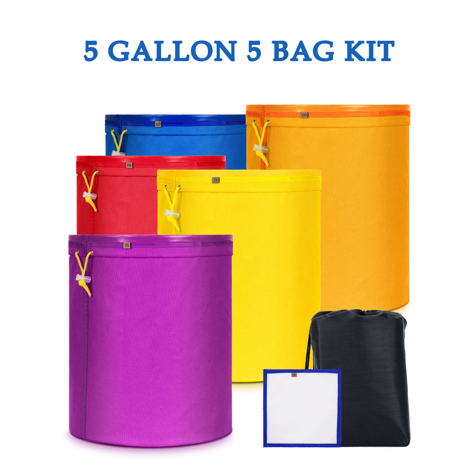 5 Gallon Bubble Hash Bags Set - Premium Quality Extraction Kit with Storage Bag & Pressing Screen for Ice Water Hash Making - Perfect for Home Growers & Cannabis Enthusiasts