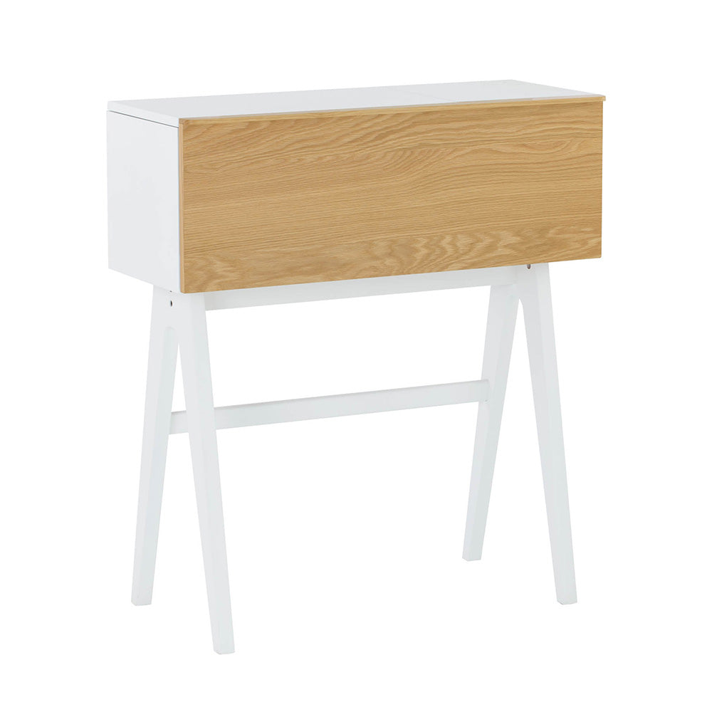 VALEN Study Desk 96cm White & Oak - Modern Writing Desk for Home Office, Student Study & Small Space Workstation
