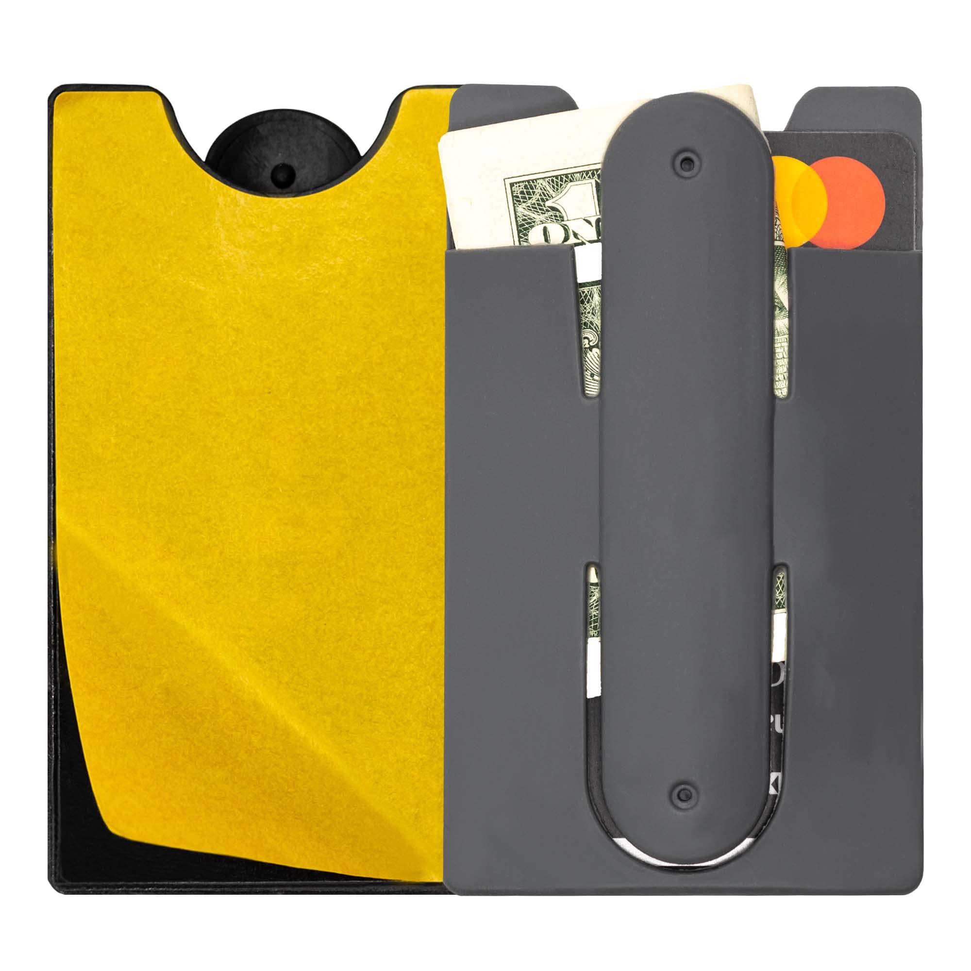 Stick On Wallet - Silicone Phone Card Holder with Stand, Adhesive Credit Card Pouch for iPhone & Samsung Galaxy (Yellow) | Perfect for Travel, Shopping & Everyday Use