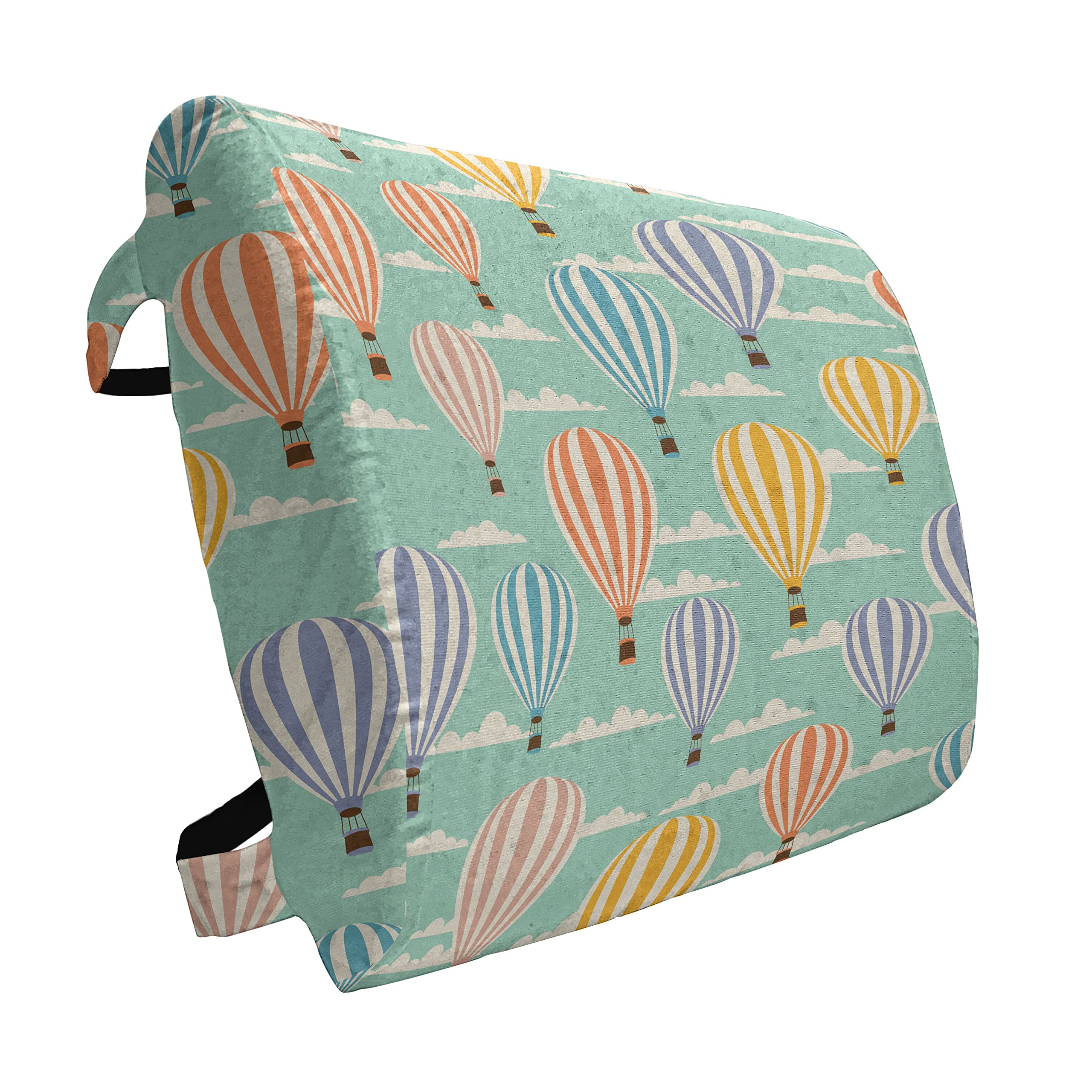 **Ambesonne Vintage Lumbar Support Pillow - Colorful Retro Balloon Design, Cloud Blue Sky Adventure Modern Art - High Density Foam for Office Chairs & Car Seats - 14