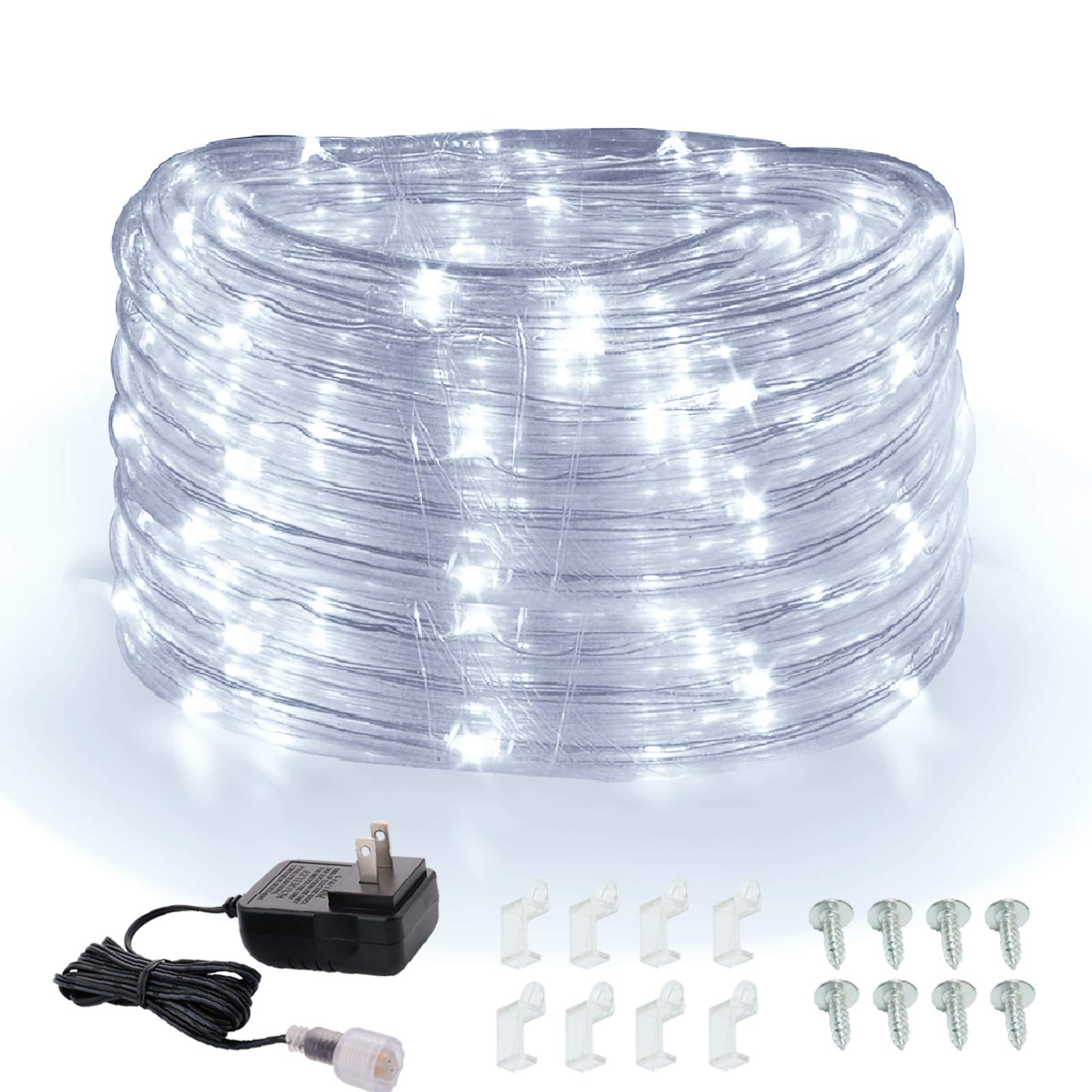 Areful 16ft LED Rope Lights Outdoor - 12V Low Voltage Connectable Waterproof Tube Lighting in Daylight White for Patio, Garden, Lawn, Party, Bedroom & Kitchen Decoration