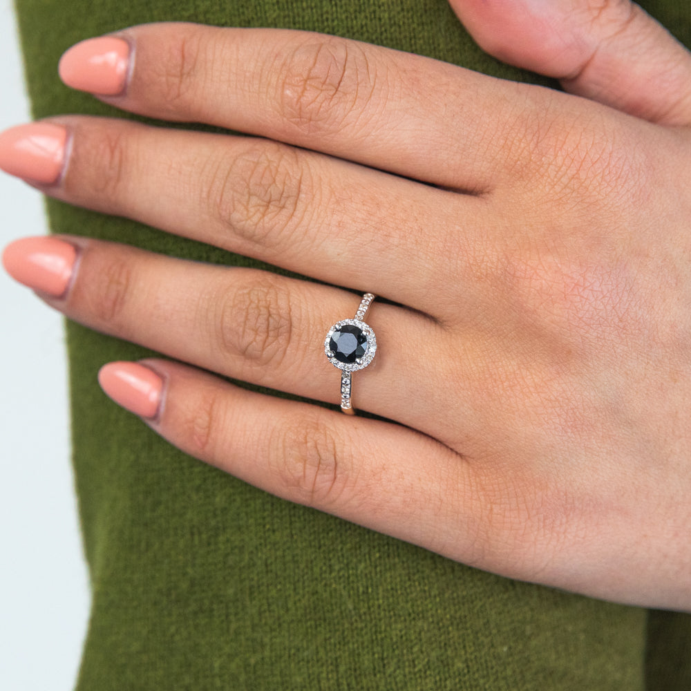 9ct Yellow Gold 1.20ct Natural Sapphire and 1/10 Carat Diamond Halo Ring - Elegant Engagement & Wedding Jewelry for Women