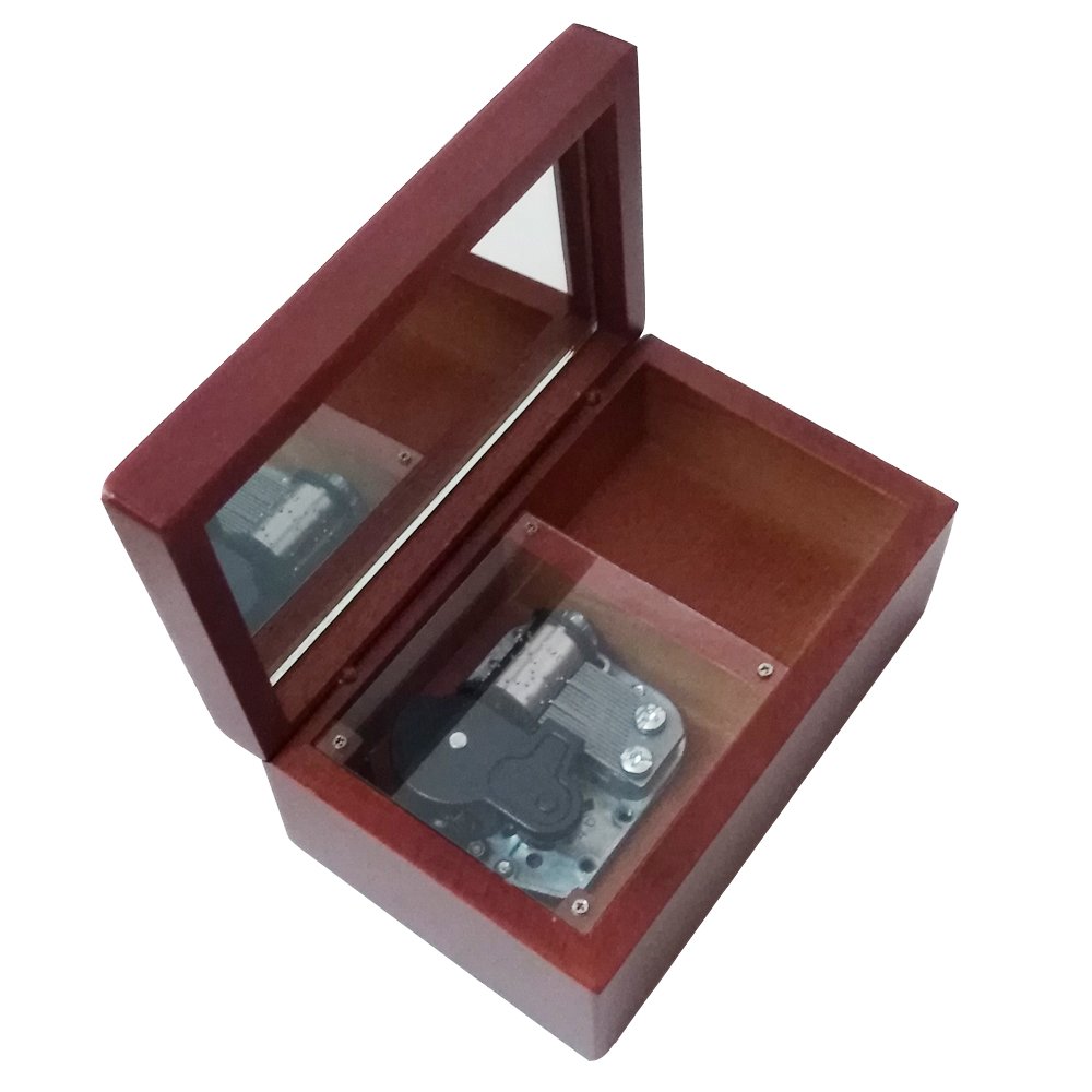 18-Note Antique Wind-Up Wooden Musical Box with Silver-Plated Movement - Romantic Love Story Melody - Perfect for Weddings, Anniversaries & Gift Giving