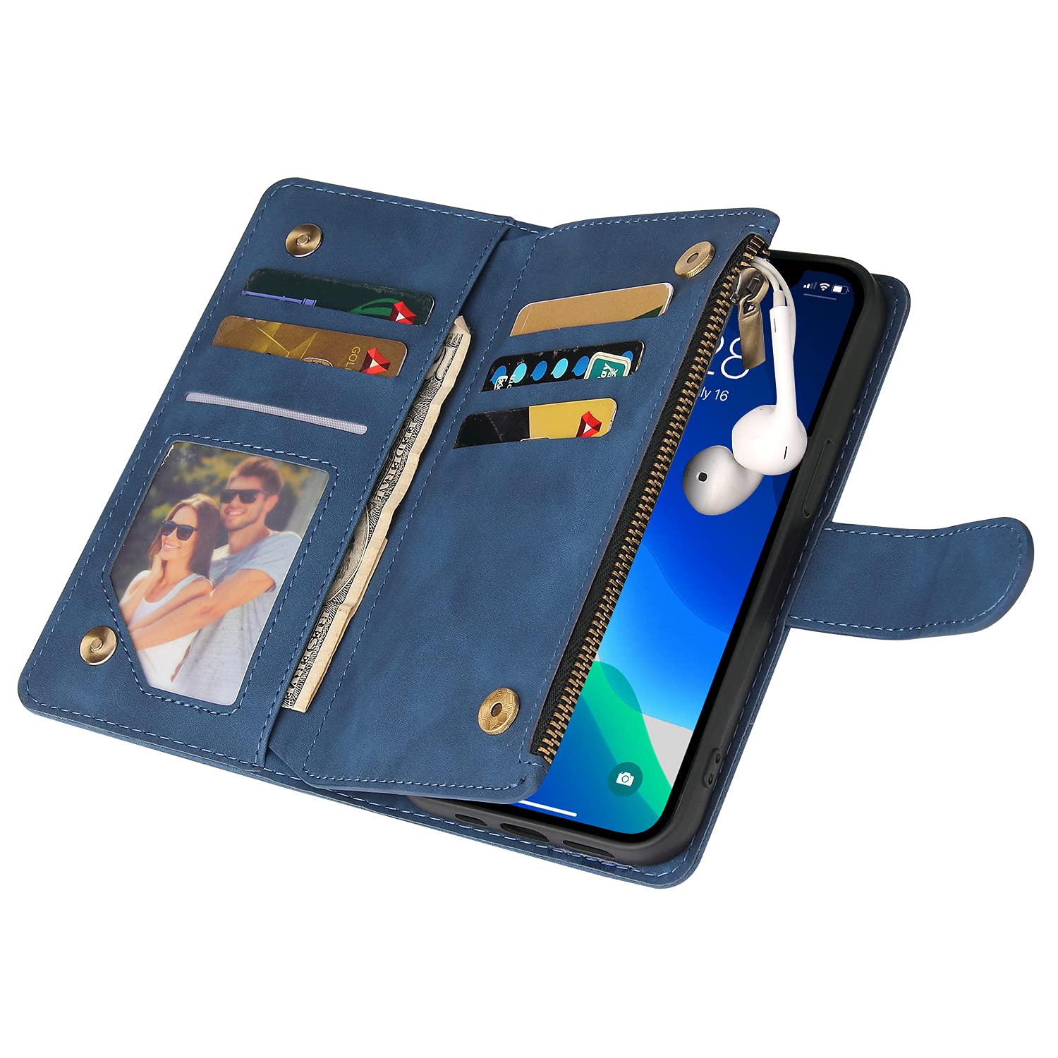ASUWISH iPhone 13 Pro Wallet Case with Tempered Glass Screen Protector - 6.1