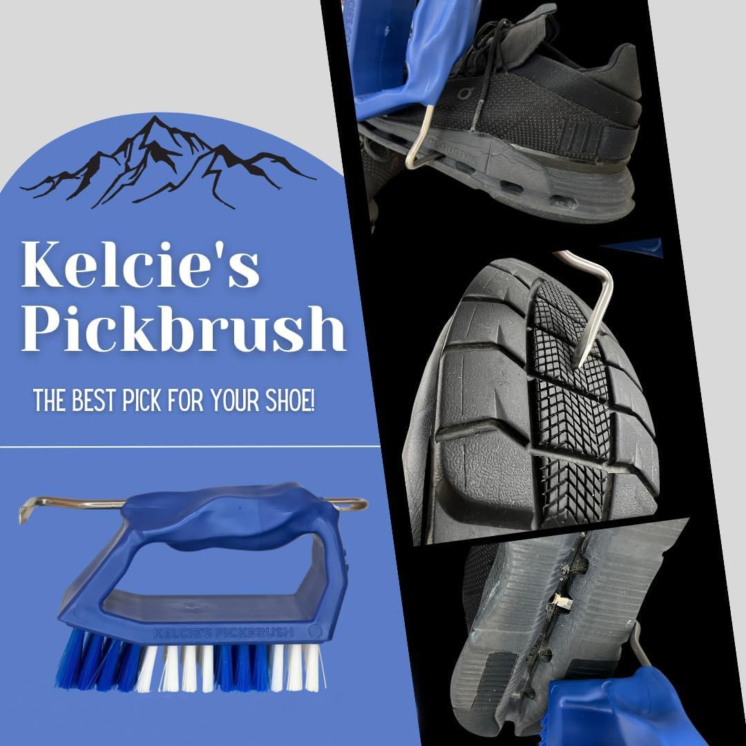 Kelcie's Heavy-Duty Handheld Shoe Cleaning Brush with Pick - Stiff Bristle Boot Brush & Cleat Cleaner for Golf, Soccer, Baseball, Hiking & Outdoor Sports - Quickly Remove Mud, Dirt & Debris from Shoes - Perfect for Garage, Locker Room & Travel Use