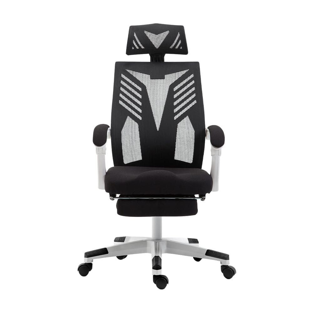 Artiss Ergonomic Mesh Office Chair with Adjustable Recliner - Black & White - Perfect for Home Office, Gaming & Workspace Comfort