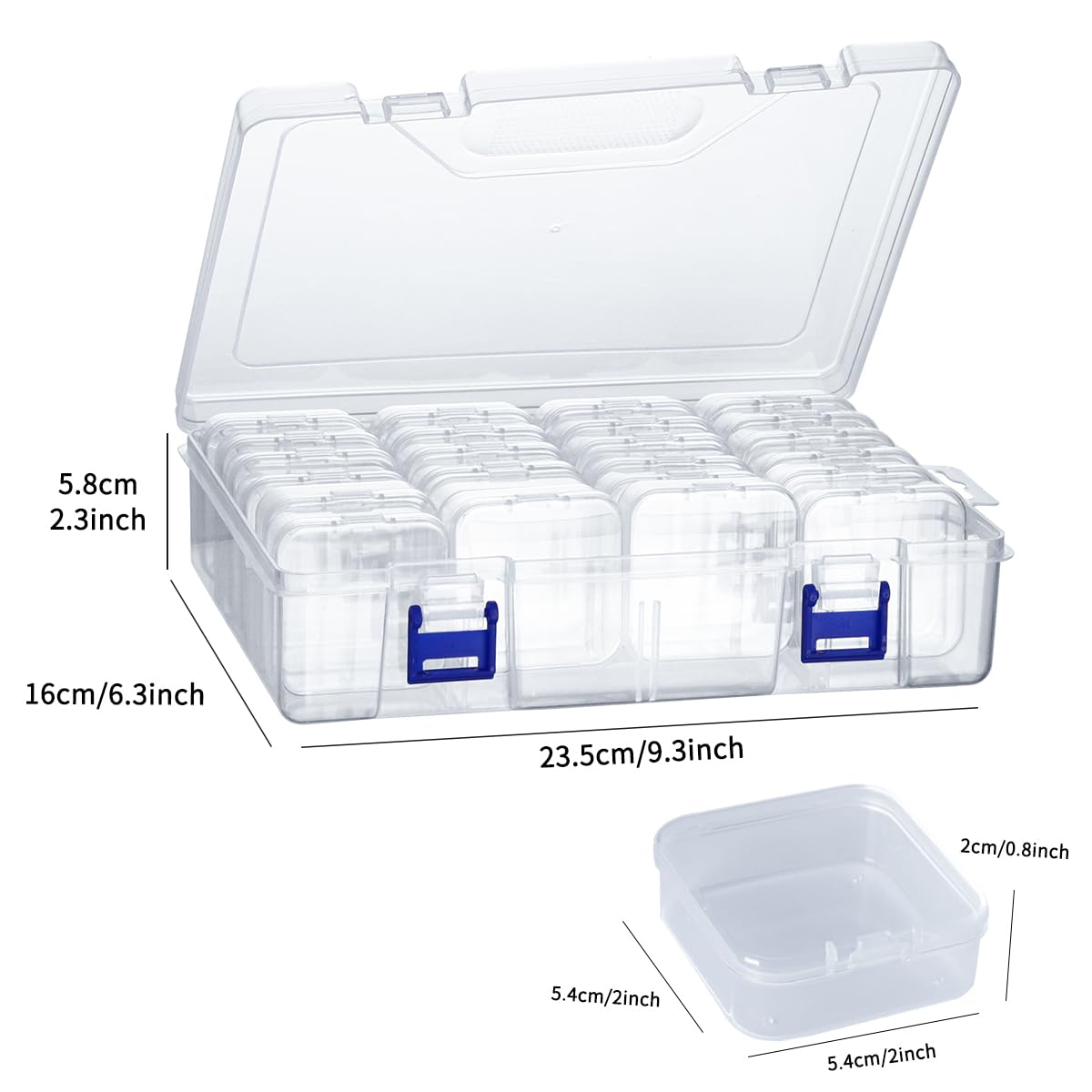 24-Piece Bead Organizer Box with Lids - Clear Plastic Small Storage Containers for Jewelry Making, DIY Crafts, Sewing Supplies & Art Projects - Portable Rectangle Craft Case for Beads, Buttons, Threads