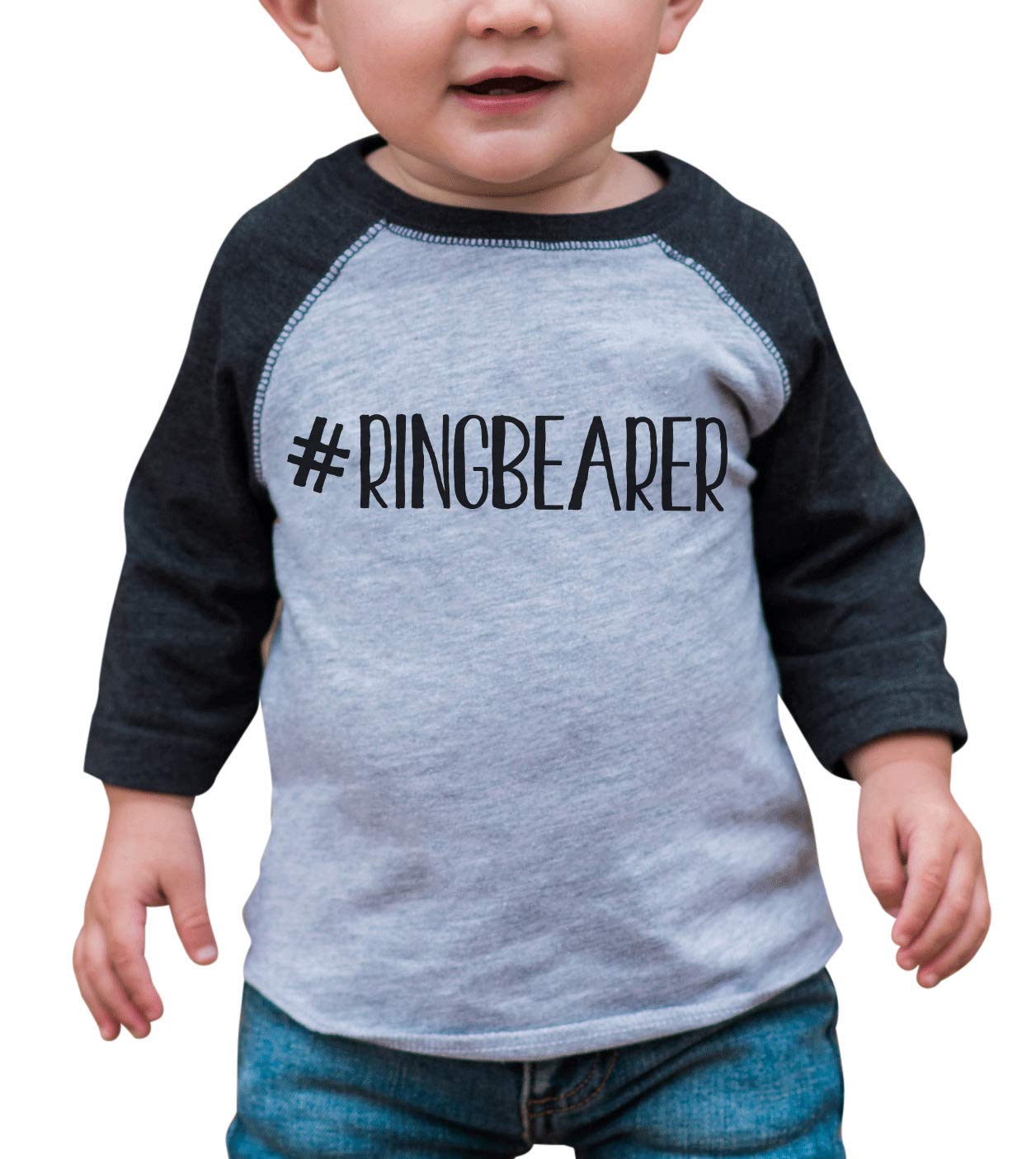 7 Ate 9 Apparel Ring Bearer Kids Wedding Raglan Tee - Cute Cotton T-Shirt for Flower Girls & Ring Boys - Perfect for Weddings, Rehearsal Dinners & Family Photos