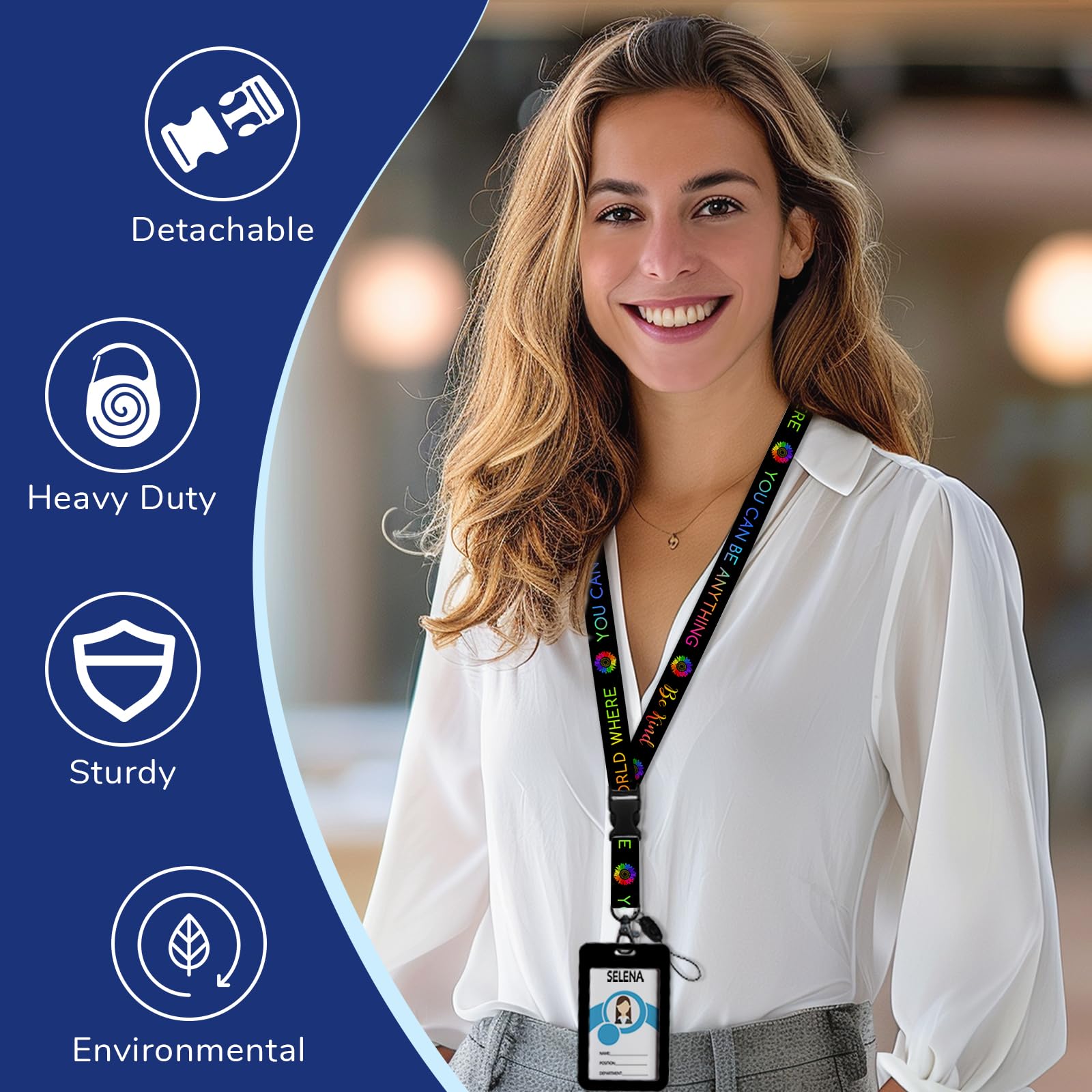 Be Kind Lanyard with ID Holder & Retractable Badge Reel - Perfect for Teachers & Office Gifts