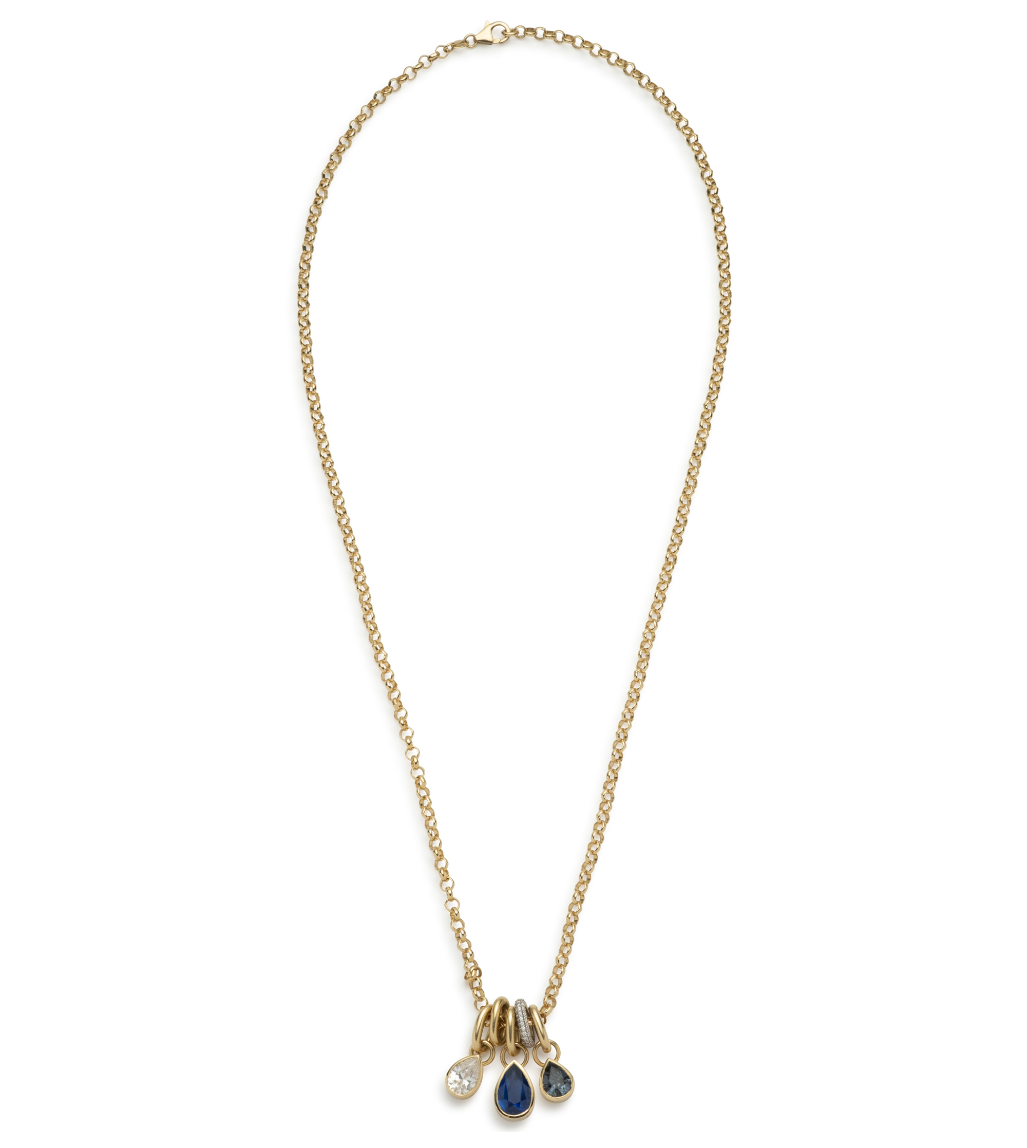 Forever & Always Diamond & Sapphire Belcher Pave Abacus Chain - Blue & Teal Sapphire Jewelry for Anniversary, Wedding & Special Occasions