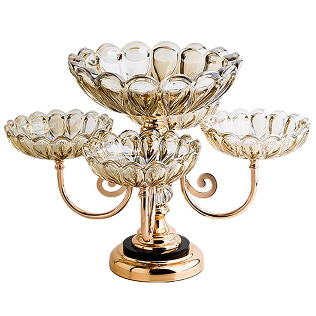 Rotating Glass Candy & Nut Serving Platter with Sturdy Metal Base - 44cm Multifunctional Snack Dish for Cookies, Fruits, Nuts - Elegant Home Decor Tray for Parties, Holidays & Everyday Use