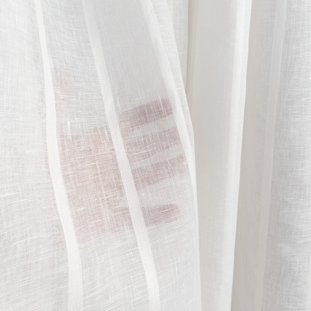 REMNANT Ribbon Stripe Sheer Fabric - White 24