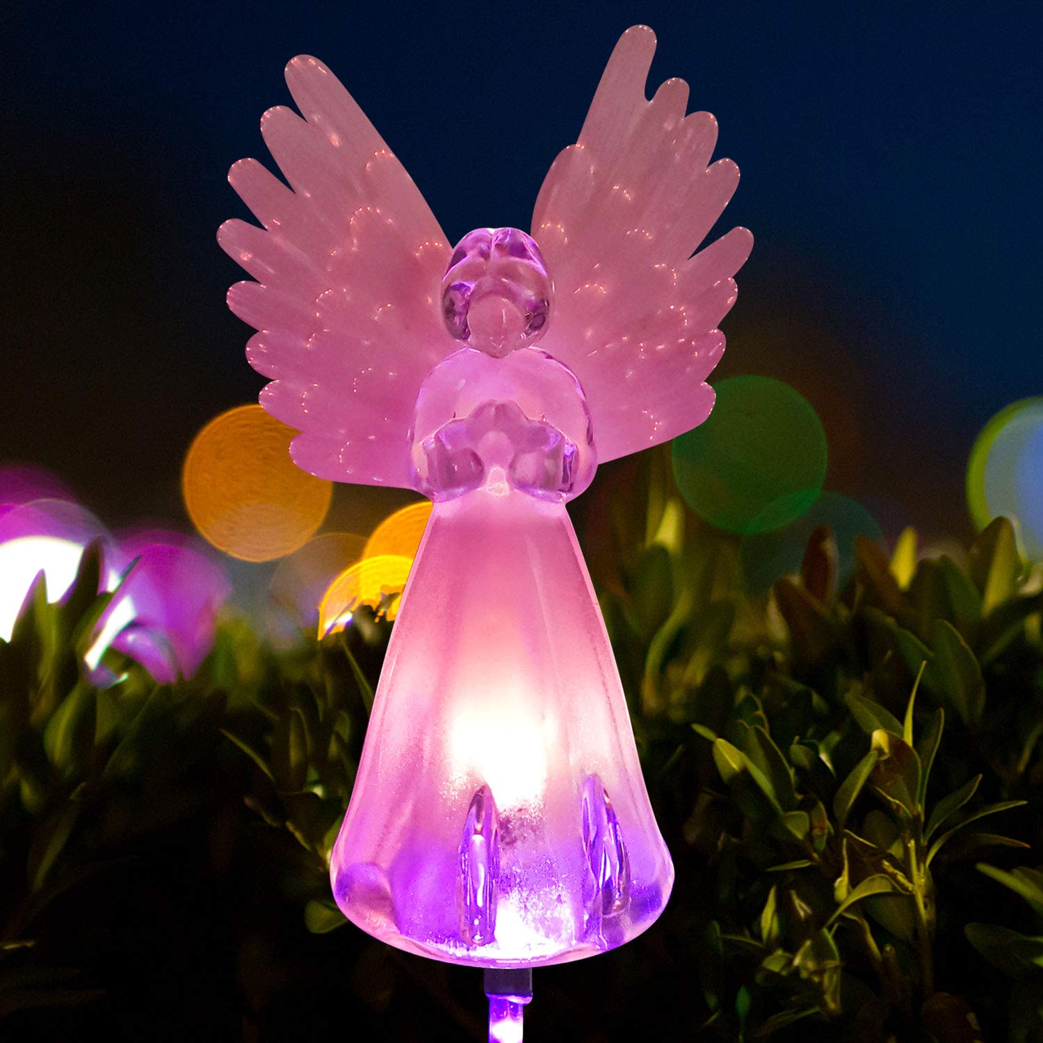 Solar Powered Angel Lamp - Outdoor Garden Decor, Cemetery Grave Markers & Thoughtful Mother's Day Gift | Weatherproof Solar Light for Patio, Yard & Memorial Gardens