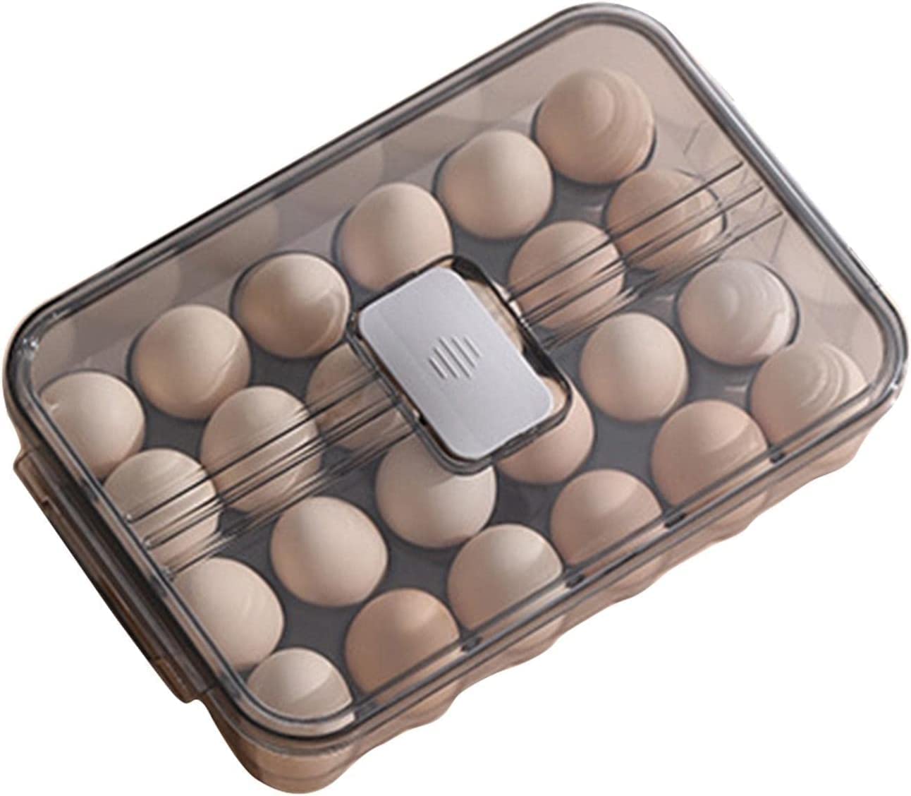 GLIVE 24 Grids Clear Plastic Egg Holder - Stackable Egg Storage Container with Lid for Refrigerator - Perfect for Kitchen, Pantry & Farm Fresh Egg Organization