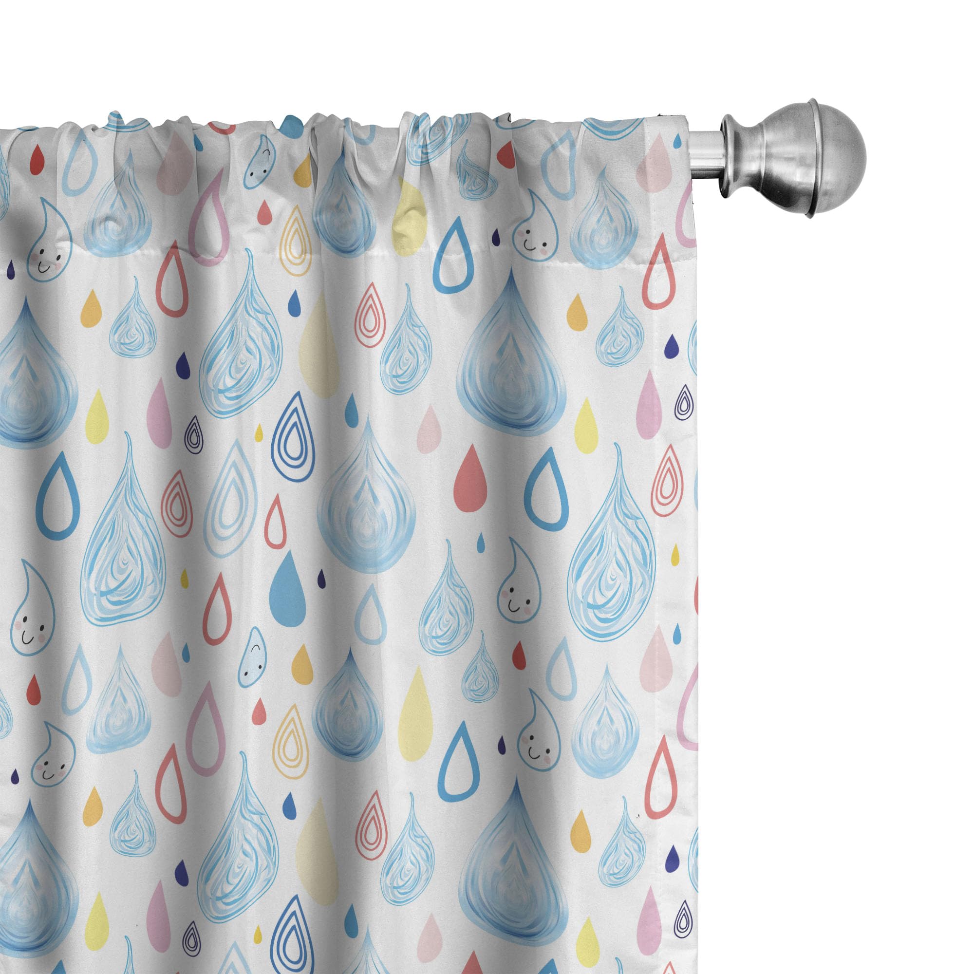 Ambesonne Rain Window Curtains - Waterdrop Design Blackout Curtains for Living Room & Bedroom, 2-Panel Set with Rod Pocket (28