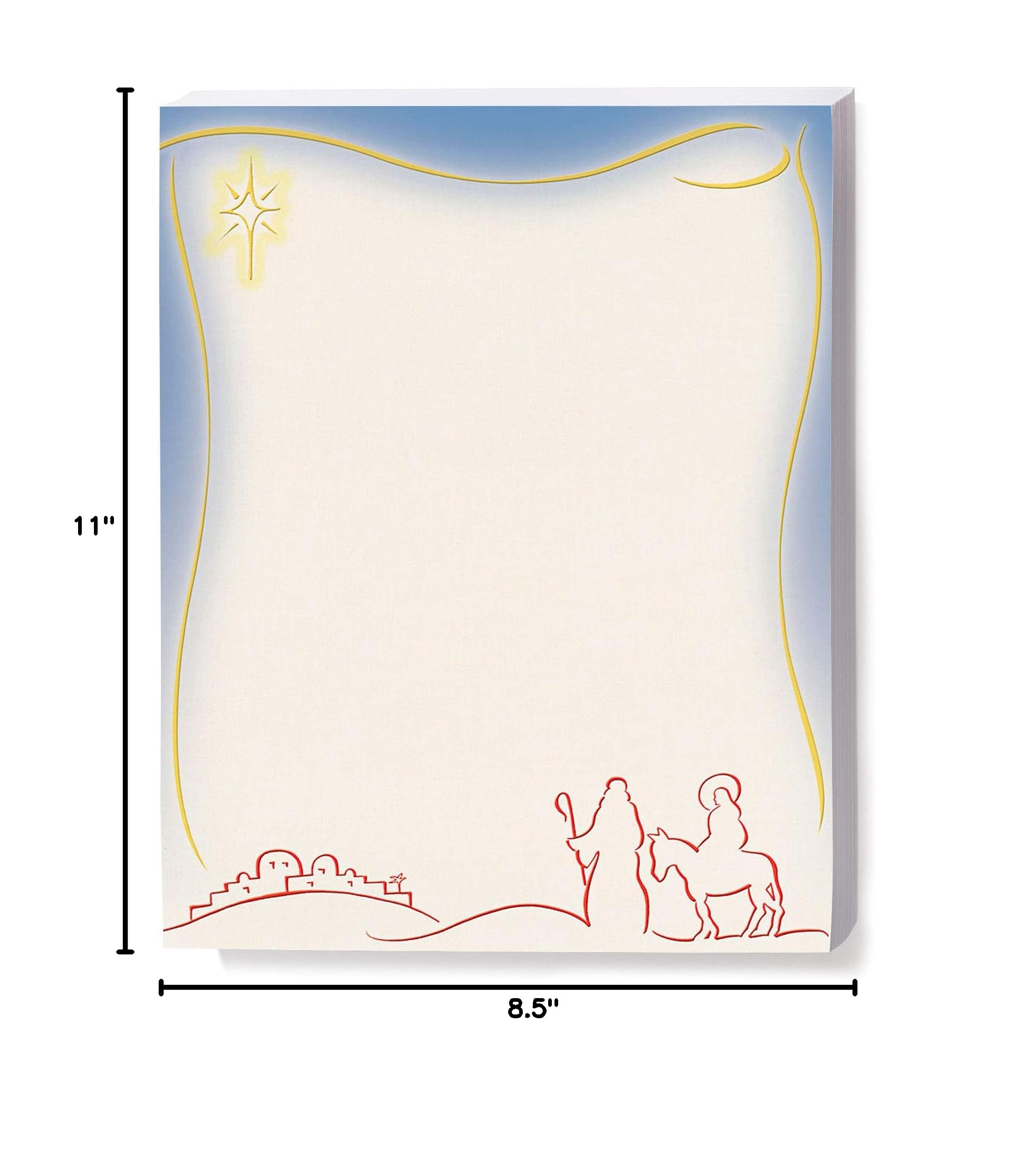 Premium Christmas Stationery Set - Elegant Journey to Bethlehem Holiday Theme Border Paper & Letterhead (8.5 x 11, 100 Sheets) for Festive Writing, Holiday Cards & Winter Decorations