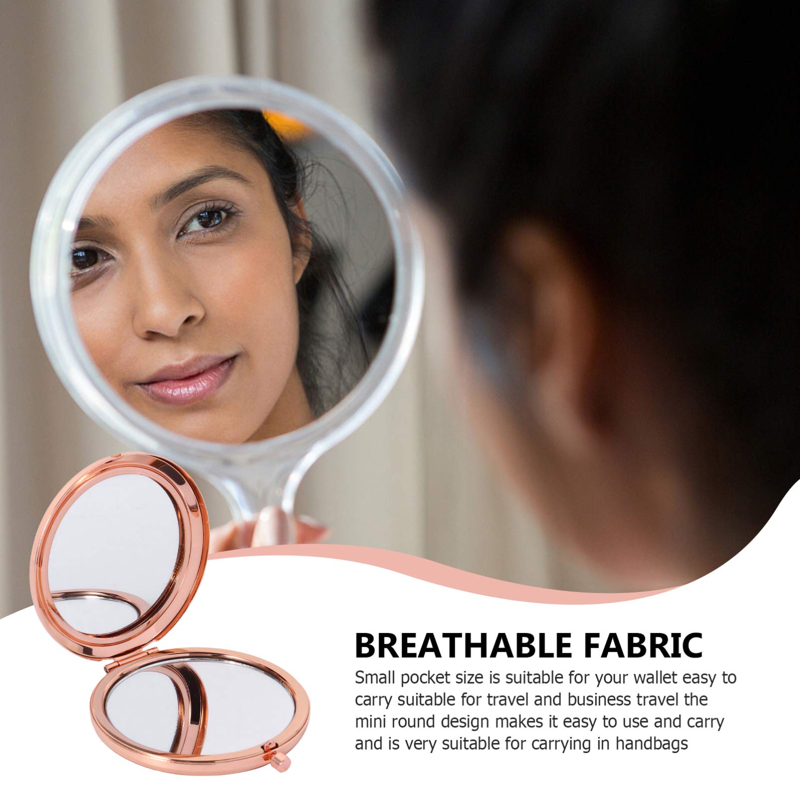 1pc Double Sided Folding Mirror - Pocket-Size Handheld Cosmetic Mirror with Metal Frame | Compact & Travel-Friendly | Perfect for Makeup, Travel, and On-the-Go Touch Ups