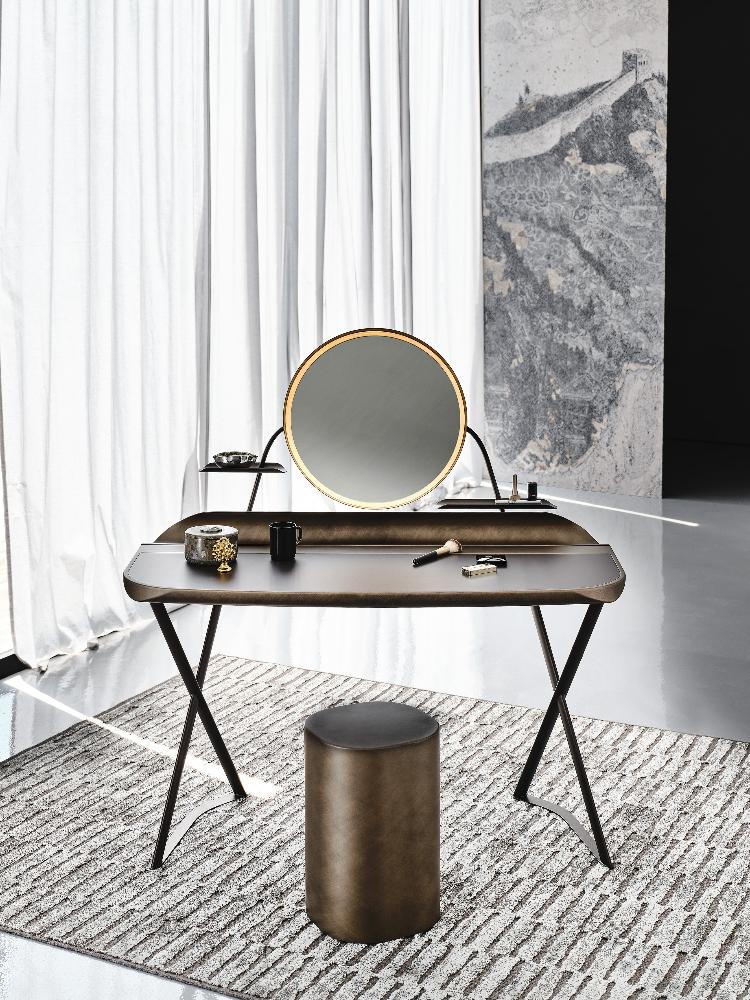 Premium COCOON TROUSSE Genuine Leather Desk Organizer with Mirror Frame - Perfect for Office, Vanity & Travel Accessories Storage