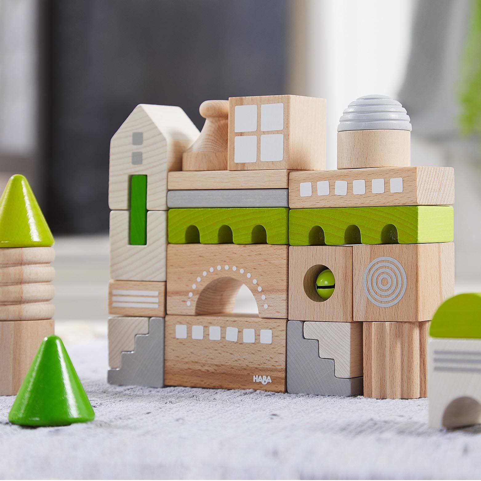 Premium Coburg 28-Piece Wooden Building Blocks Set - Natural Wood Educational STEM Toys for Kids Ages 3+ | Creative Construction Play, Birthday Gifts & Classroom Learning Activities