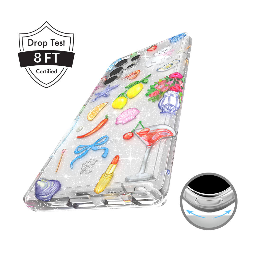 Dolce Vita Glitter Samsung Phone Case - Sparkly Protective Cover for Galaxy S21/S22/S23 - Perfect for Parties, Events & Everyday Glam