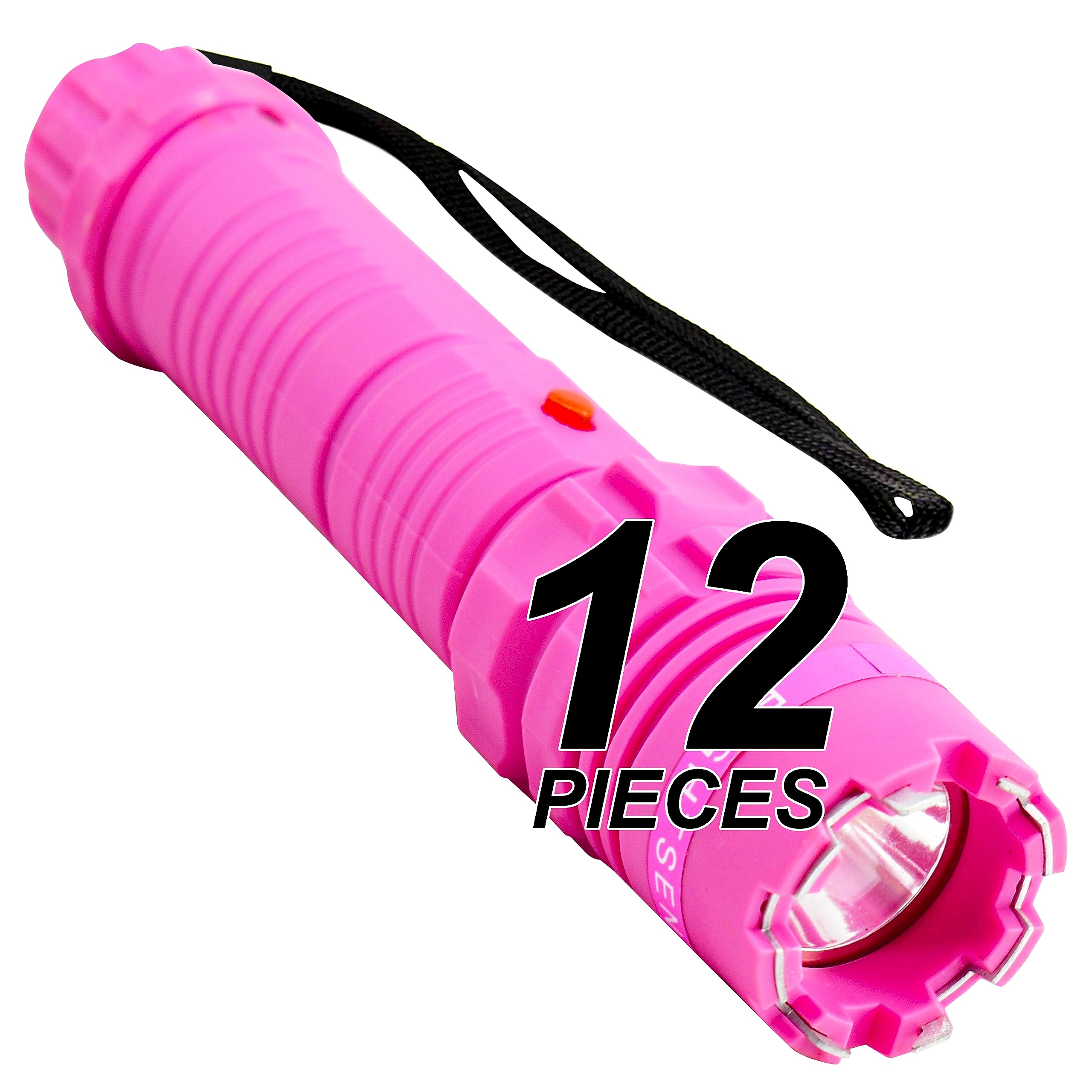 12-Pack Heavy Duty Police Grade Stun Gun with Bright LED Flashlight - 3 Modes, High Voltage Self Defense Weapon, Rechargeable - Perfect for Home Security, Night Patrol & Personal Protection