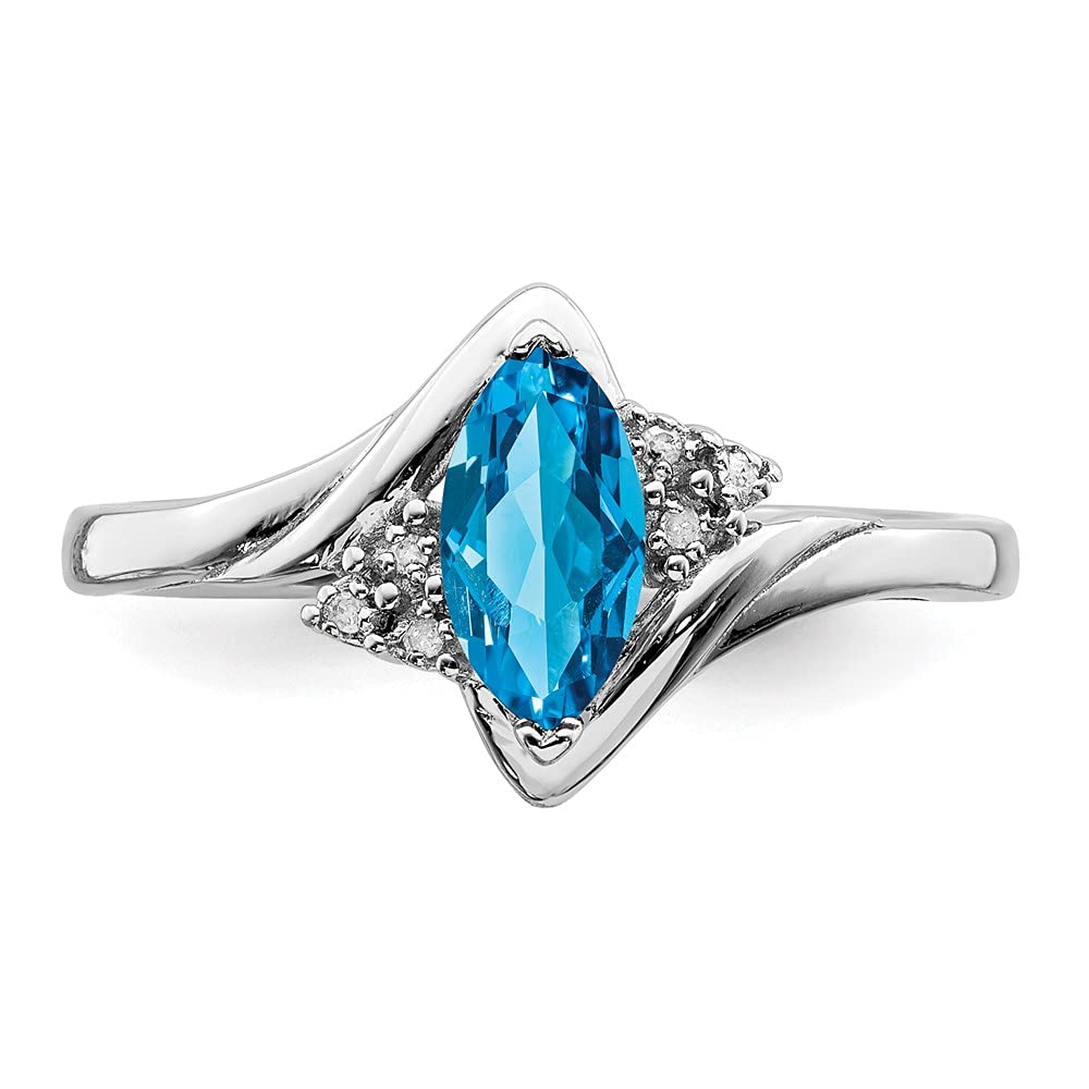 925 Sterling Silver Diamond & Light Blue Topaz Ring for Women - Elegant Fine Jewelry Gift for Her, Perfect for Anniversaries, Birthdays & Special Occasions