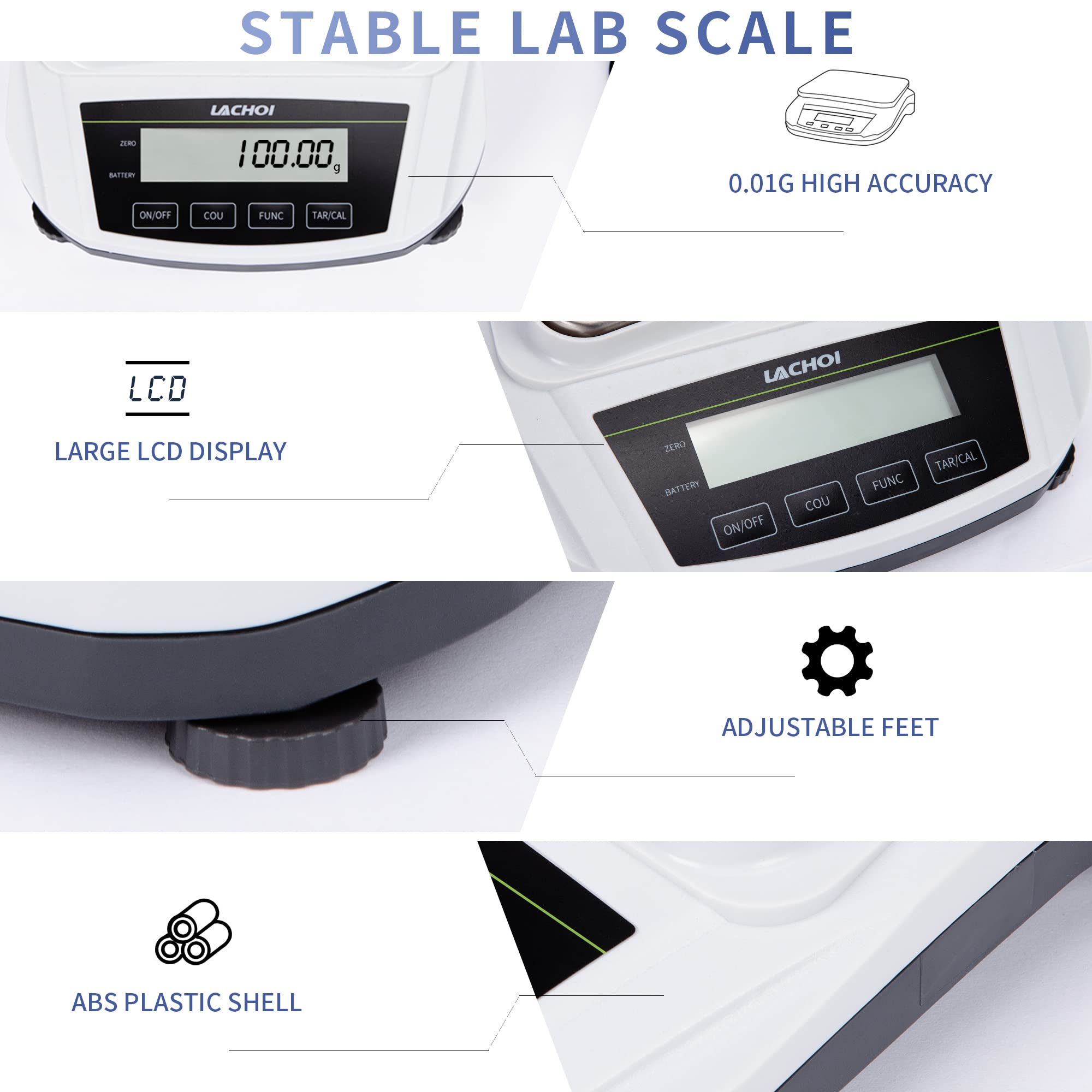 High Precision Digital Analytical Balance Scale 1000g x 0.01g, Lab Scale with 0.01g Accuracy for Jewelry Weighing, Gold, Diamonds & Laboratory Use (No Test Weight Included) - Perfect for Scientific Research, Pharmacy & Gemstone Measurement