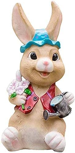 BANGDIAN Creative Rabbit Statue - Resin Cartoon Animal Sculpture for Outdoor Garden Decor, Fence Ornament & Yard Art | Perfect for Patio, Lawn & Landscape Decoration