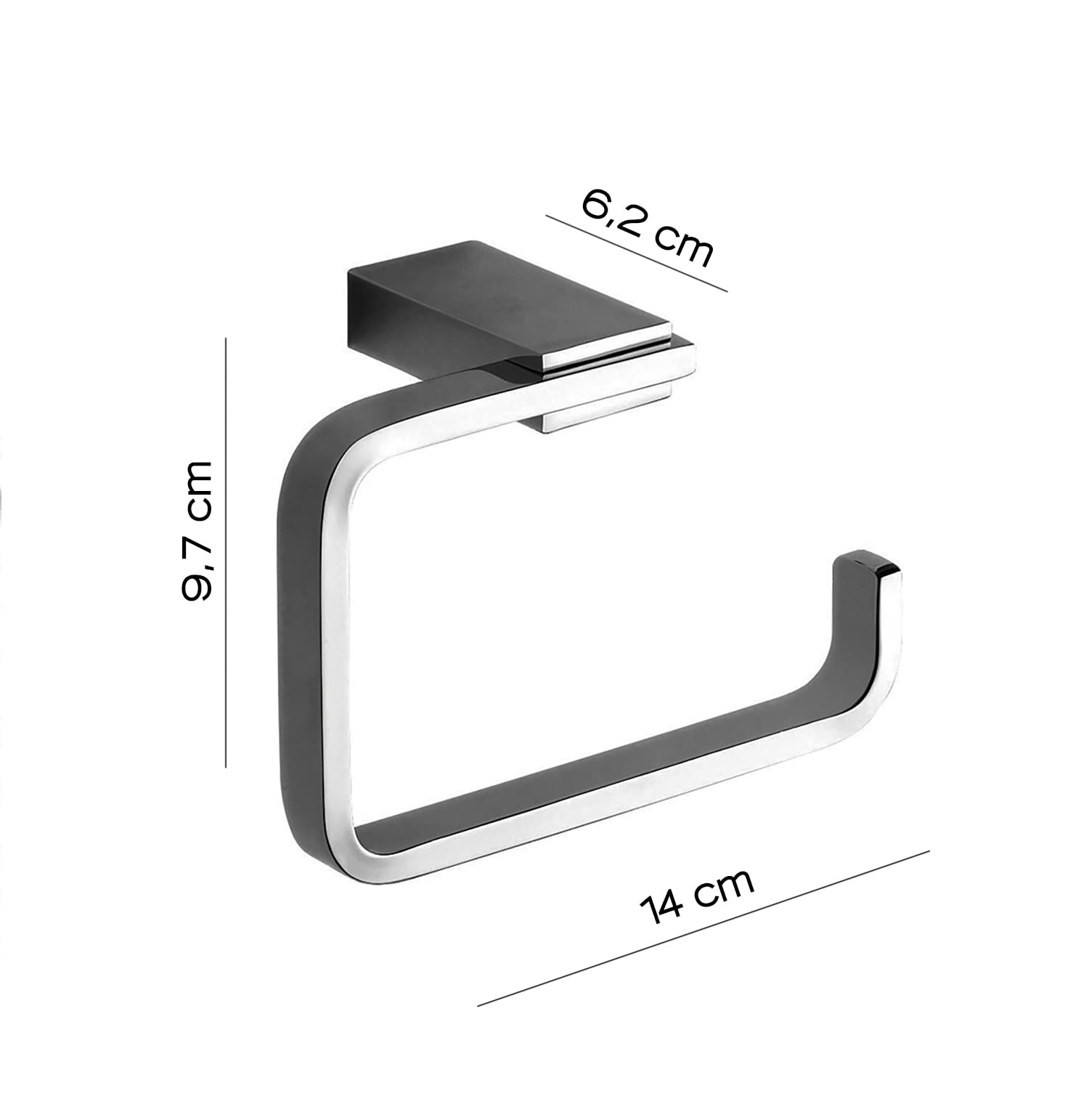 Gedy Kansas Square Toilet Paper Holder - Polished Chrome & Brass Bathroom Accessory - Modern Bathroom Decor for Home, Apartment, Hotel & Office Use