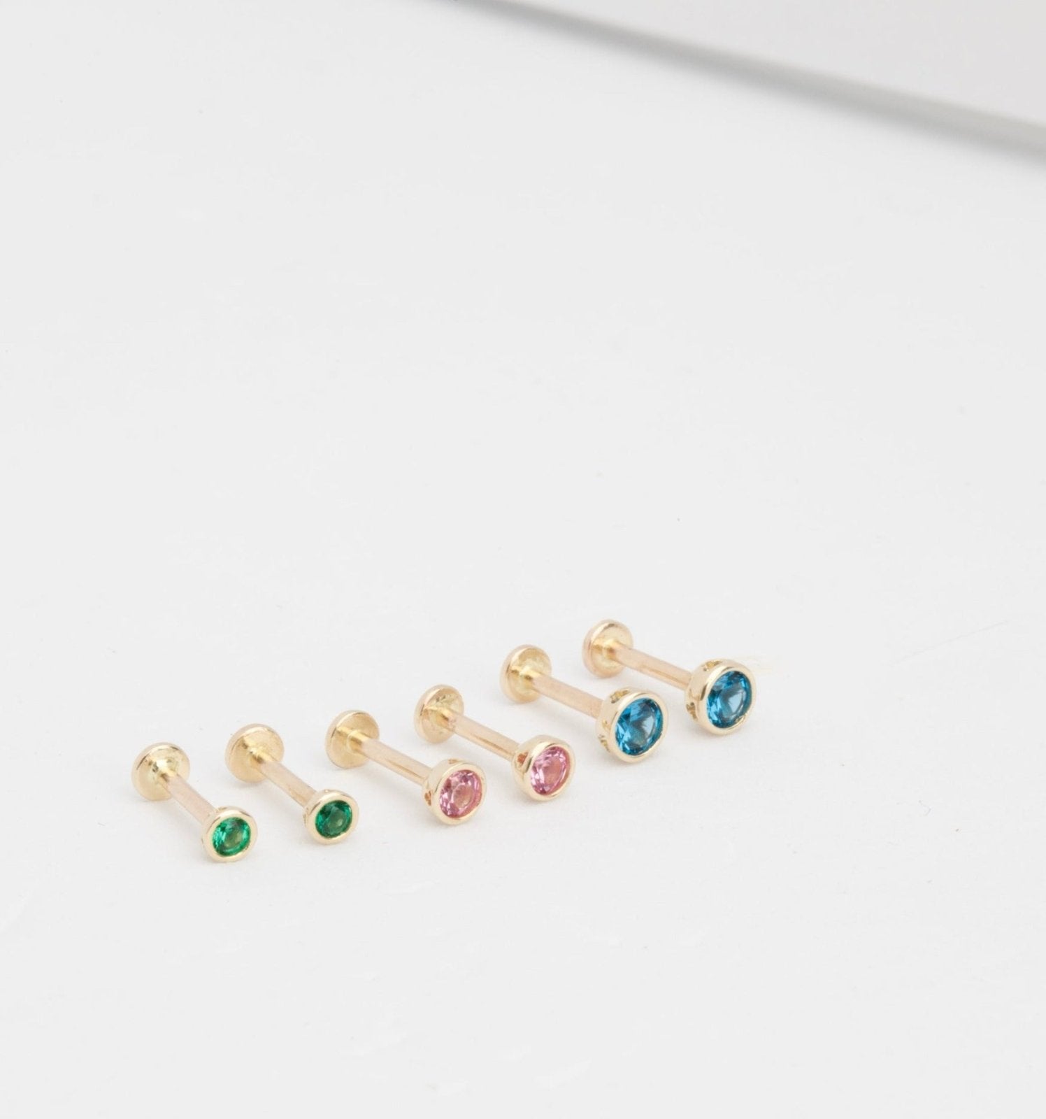 14K Yellow Gold Round Pink Tourmaline Stud Earrings - Bezel Set Flat Back Earrings for Women, Perfect for Everyday Wear & Special Occasions