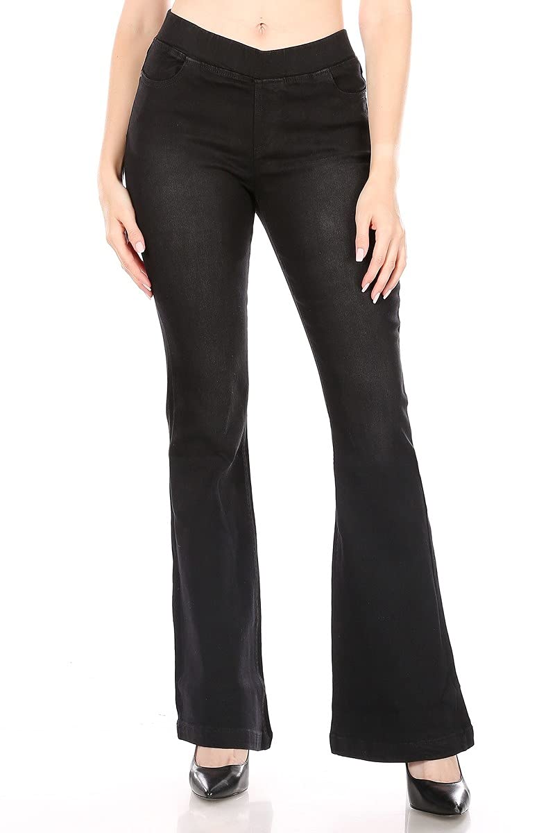 **Women's Flare Jeans - Stretchy Elastic Pull-On Skinny Bootcut Denim Jeggings | Comfortable & Stylish for Casual Wear, Office & Night Out**