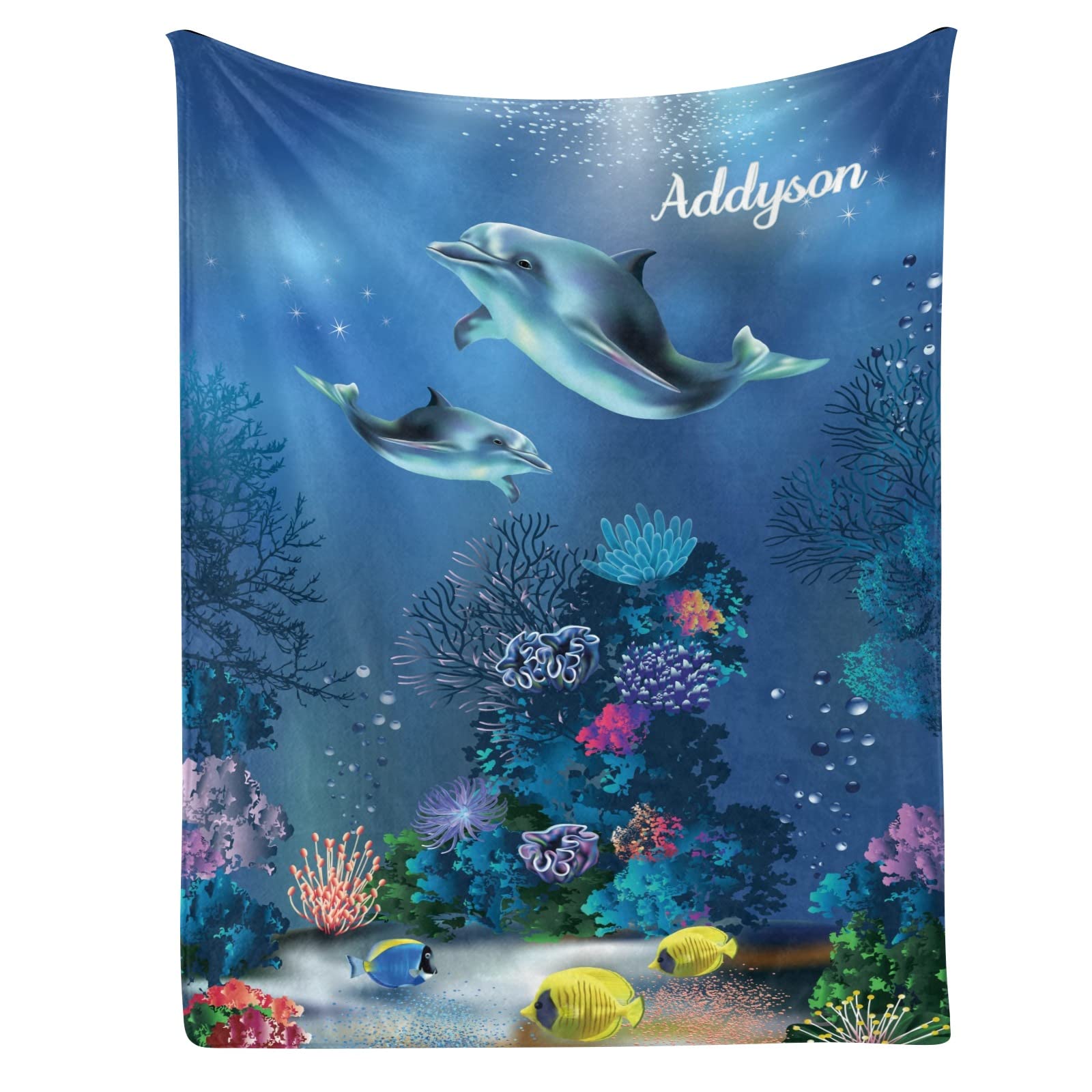 Personalized Baby Blanket with Watercolor Whale Design - Custom Name Swaddling Blanket 30x40 Inches for Baby Boys & Girls - Perfect for Nursery, Baby Shower Gifts & Birthday Presents