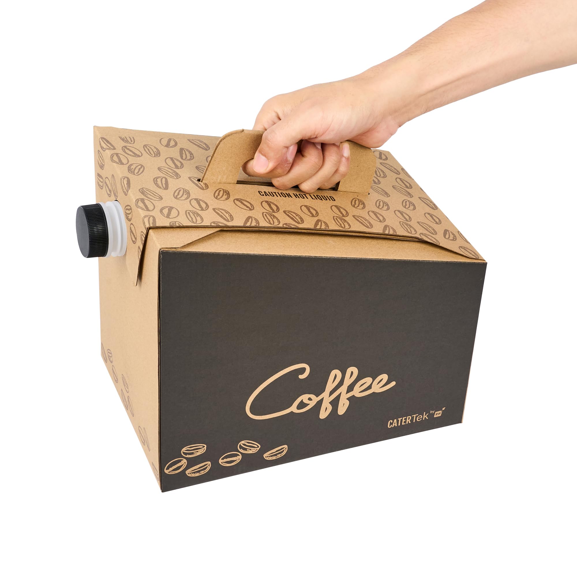 Restaurantware Cater Tek 160oz (10-Pack) Insulated Black Paper Coffee To-Go Containers with Handle - Disposable Beverage Servers for Catering, Events & Office Use - Keeps Coffee Hot, Portable for Up to 20 Cups