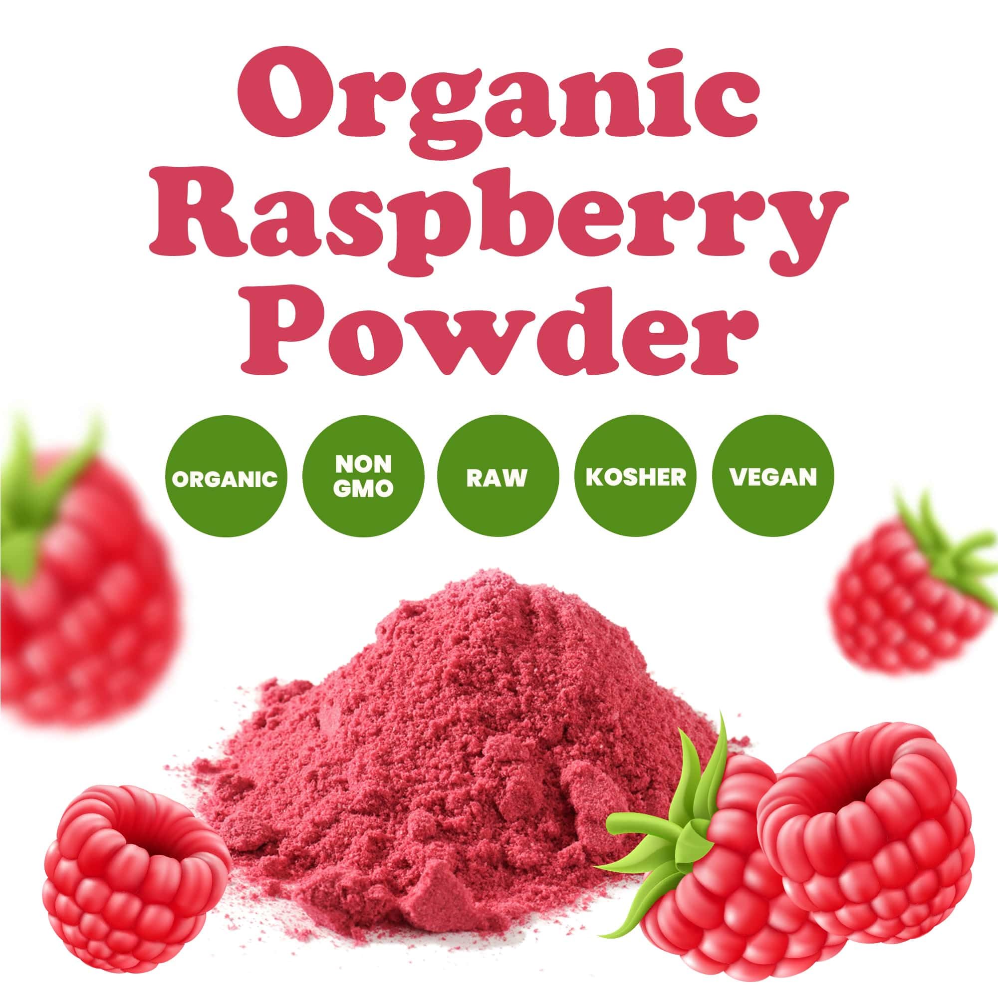 Organic Raspberry Powder 1lb - Non-GMO, Raw, Vegan Superfood | Rich in Amino Acids, Fatty Acids & Minerals | Perfect for Smoothies, Juices, Baking & Healthy Drinks | Gluten-Free Antioxidant Boost for Energy & Wellness