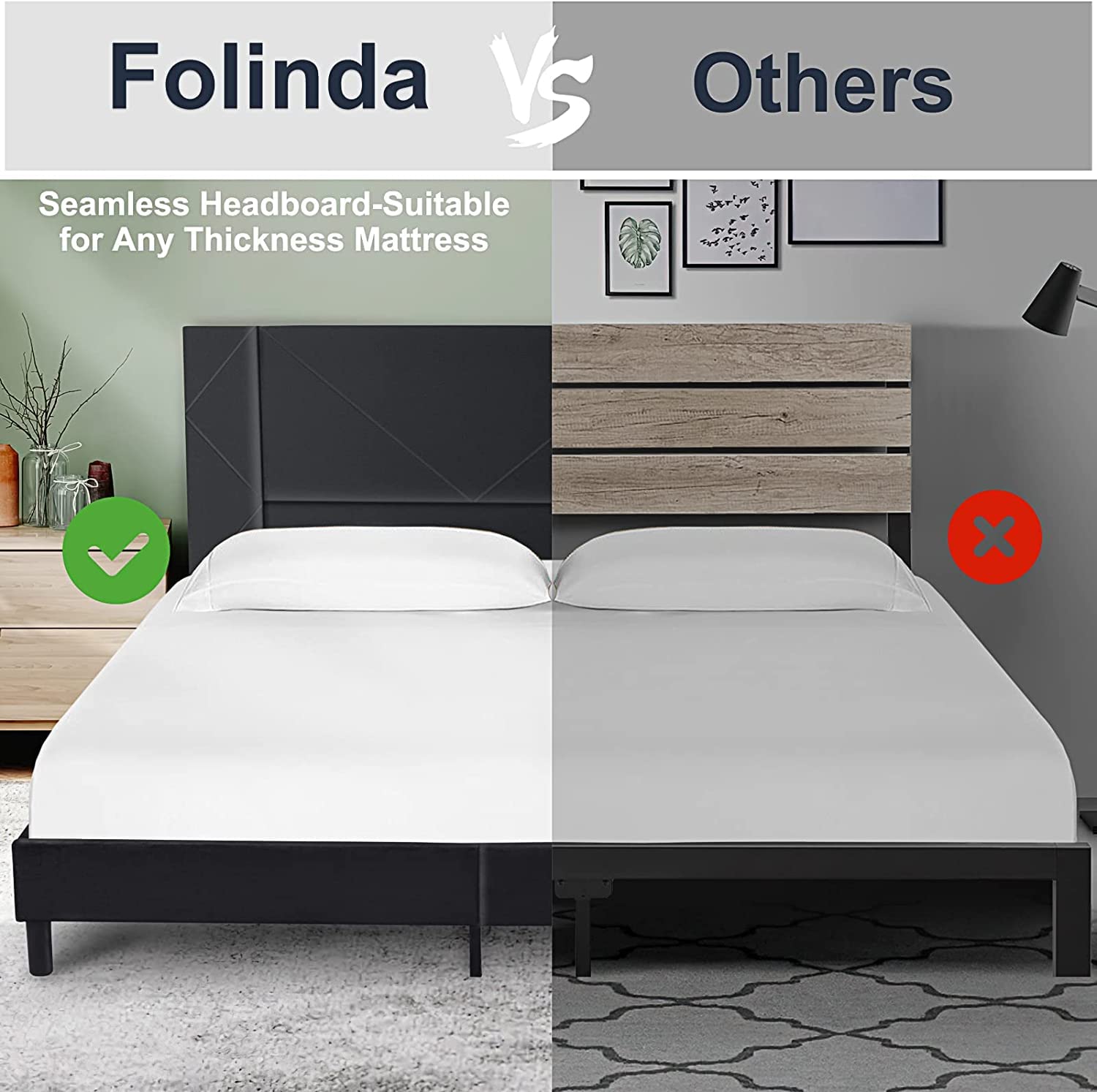 Velvet Upholstered Full Size Platform Bed Frame with Headboard - Wood Slat Support, No Box Spring Needed, Quiet & Easy Assembly | Perfect for Modern Bedrooms, Guest Rooms & Small Spaces