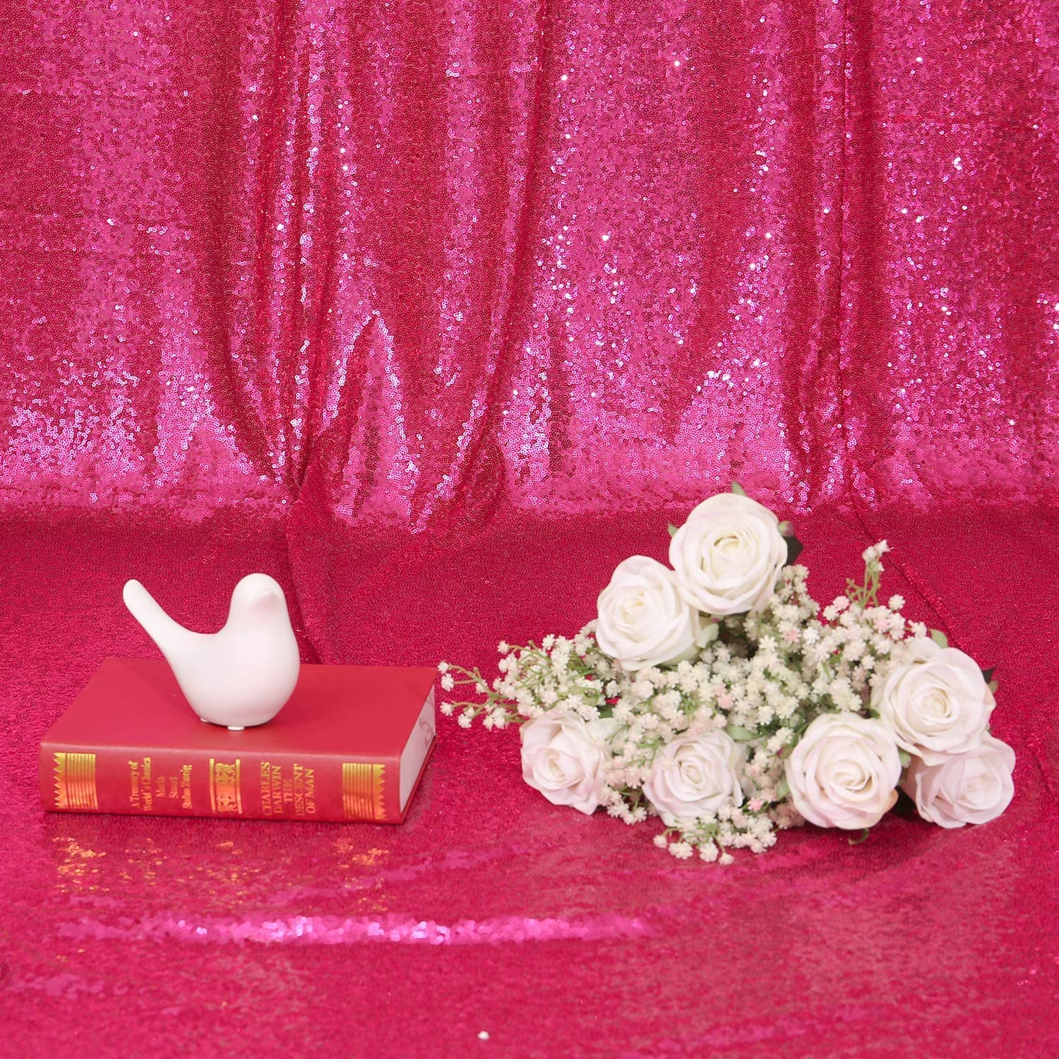 Pink Sequin Backdrop 2 Panels - Glitter Photo Booth Background for Christmas Party, Wedding, Baby Shower | Perfect for Events, Photography & Home Decor