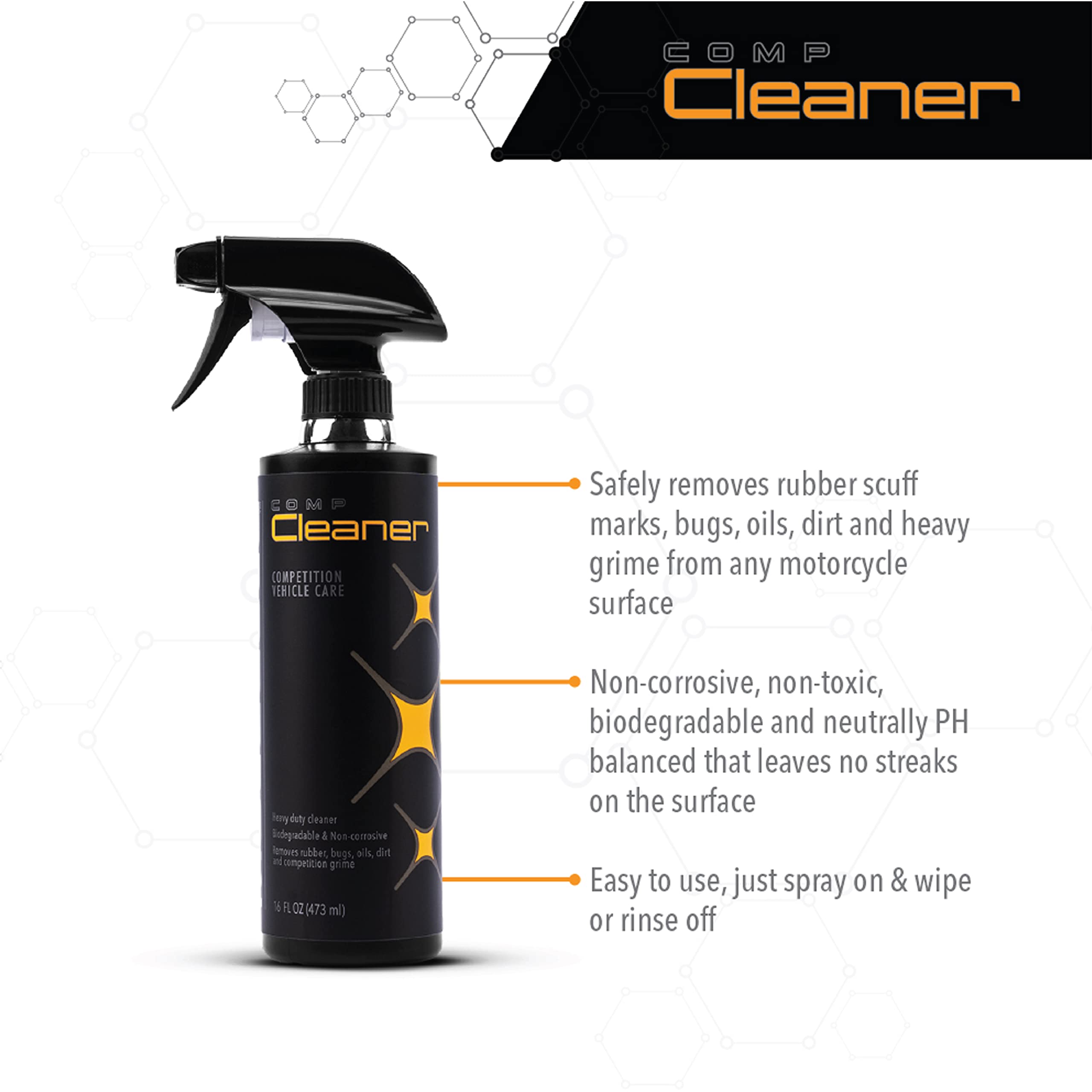 Molecule Competition Cleaner - Heavy Duty Spray & Wipe Solution for Rubber Marks, Oil & Dirt Removal (16oz) - Perfect for Gym Floors, Sports Equipment & Garage Cleaning