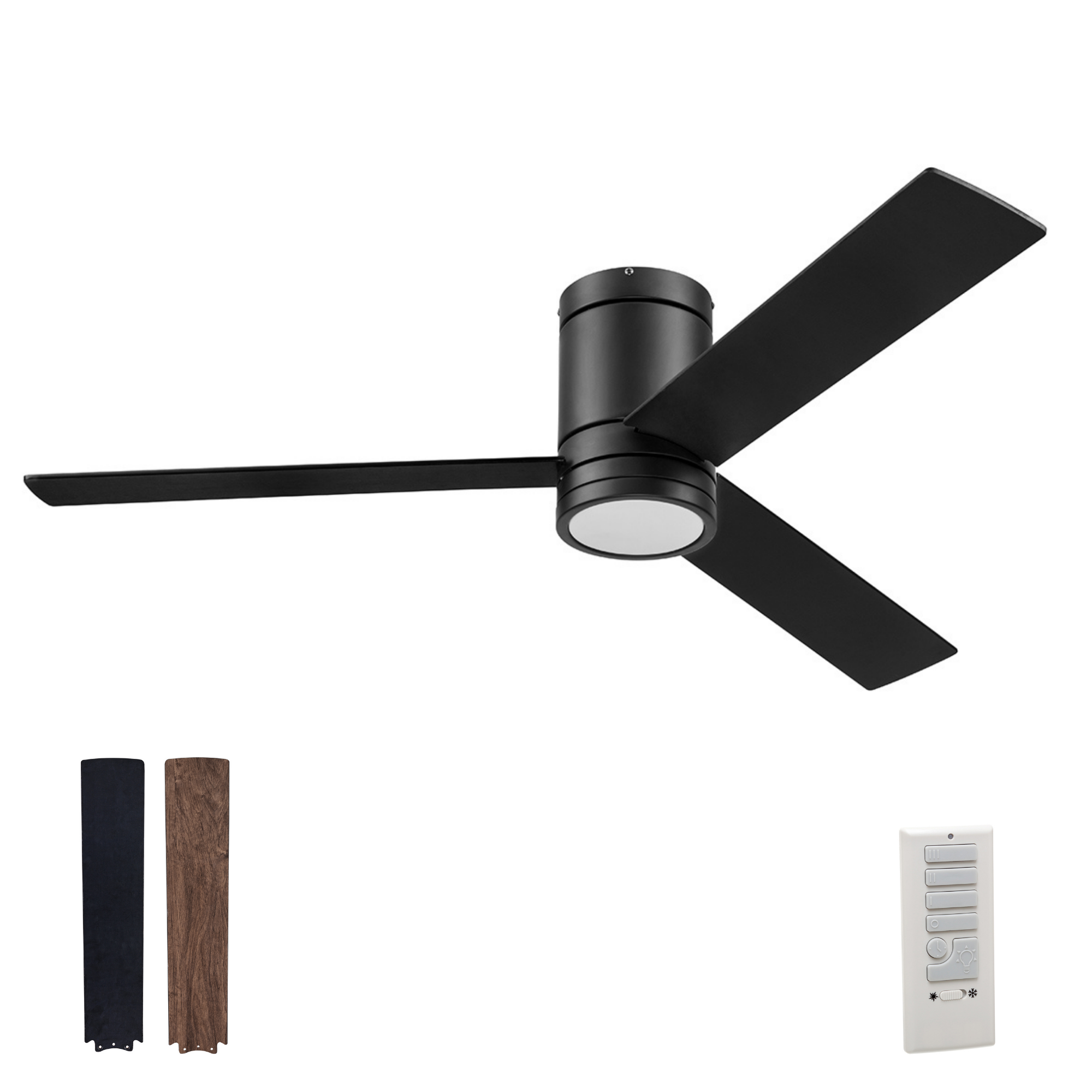 52 Inch Matte Black Ceiling Fan with Remote Control - Energy Efficient, Quiet Operation for Living Room, Bedroom, or Office