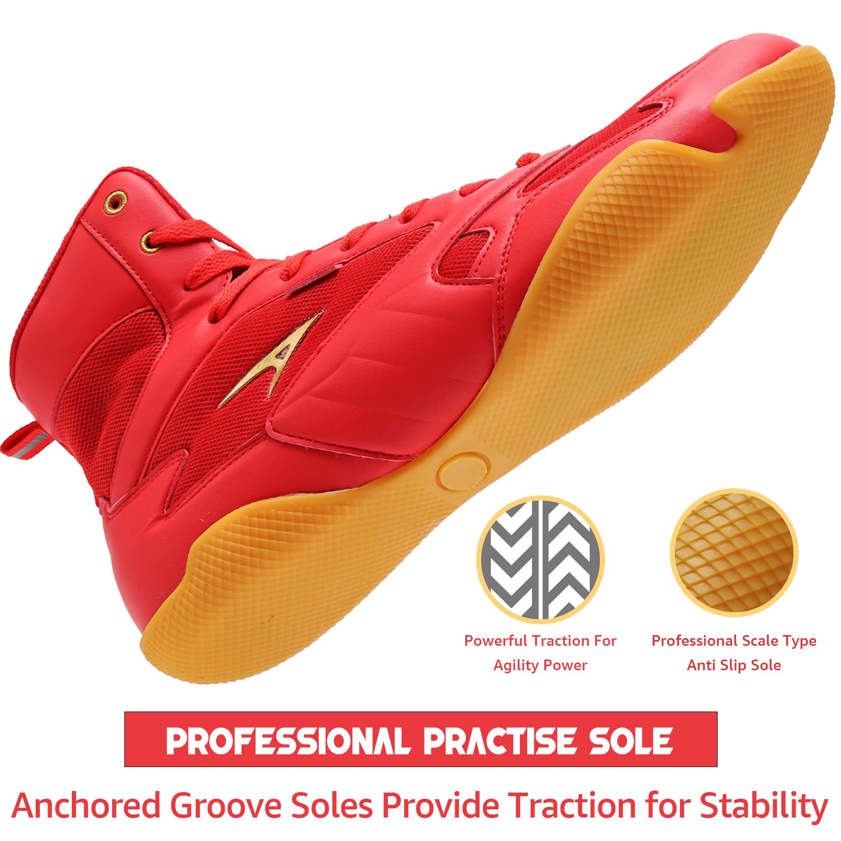 ASHION Men's Wrestling & Boxing Shoes - High Top Fitness Sneakers with Zero Drop Sole for MMA, Training & Gym Workouts