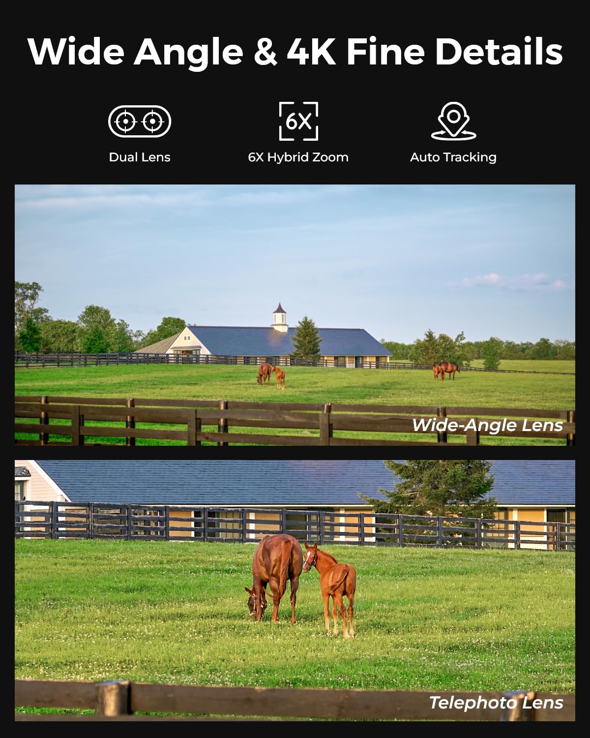 REOLINK Dual Lens 4G LTE Cellular Security Camera with Auto Tracking, No WiFi Needed, Solar Powered Outdoor Camera, 6X Hybrid Zoom, 4K Color Night Vision, Motion Alerts & Playback - Ideal for Home Security, Farm Monitoring, and Business Surveillance
